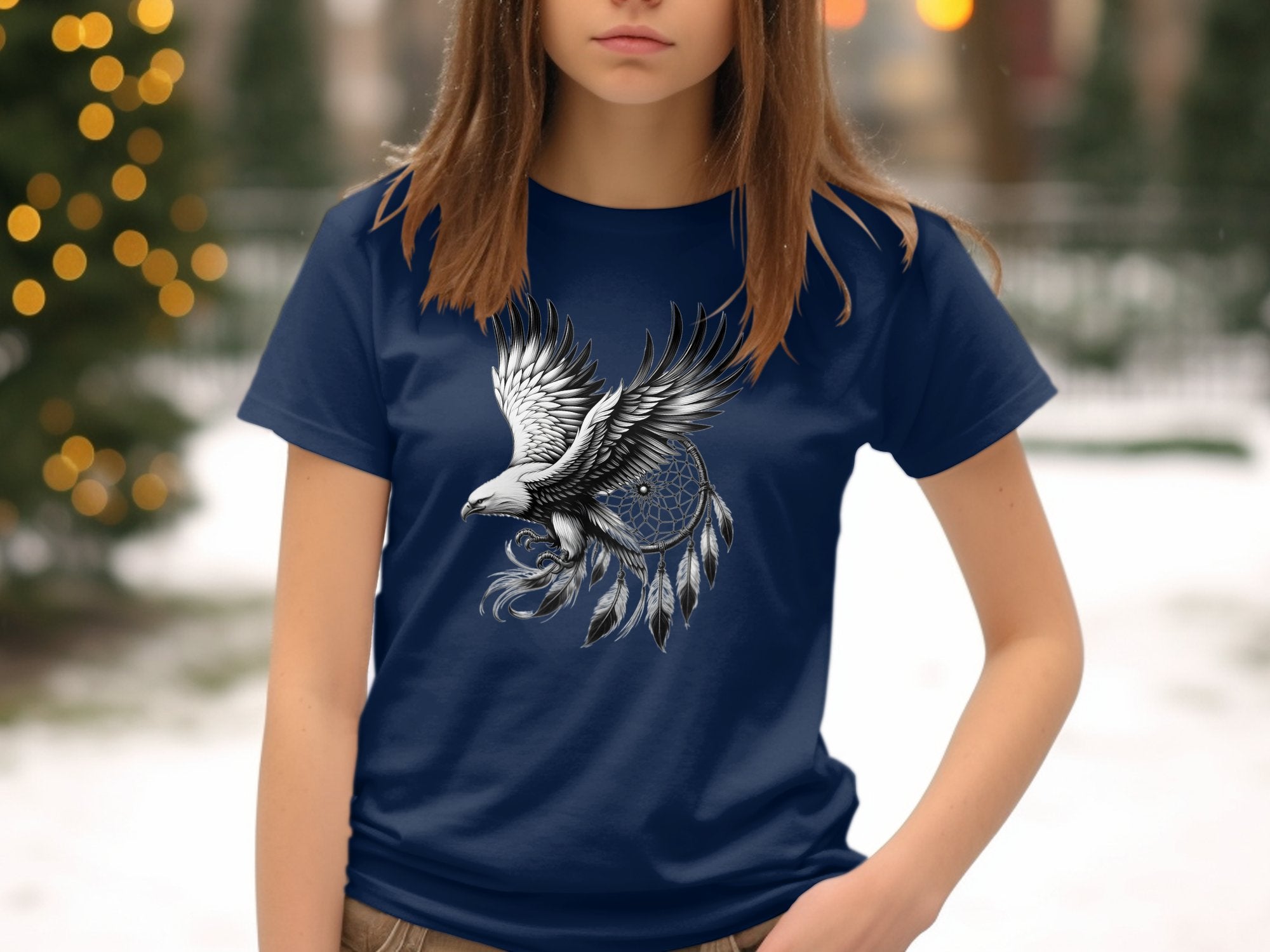 Dreamcatcher Eagle - Coloured Gildan Kids T-Shirt Realistic Native American Talisman Unisex Mythology Tee Graphic Design