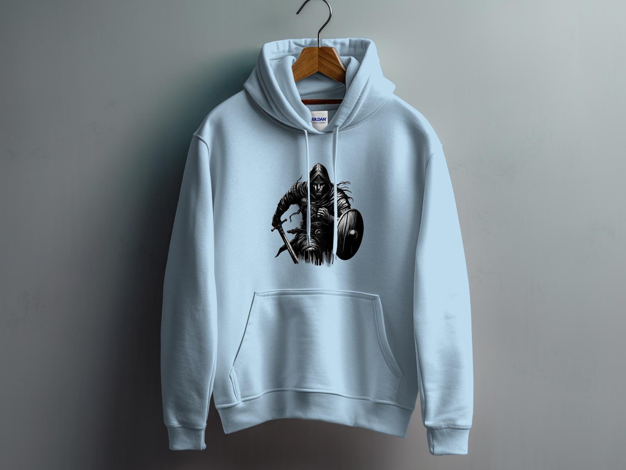 Viking Soldier - Coloured Gildan Hoodie White Norse Talisman Men Women Unisex Valhalla Tee