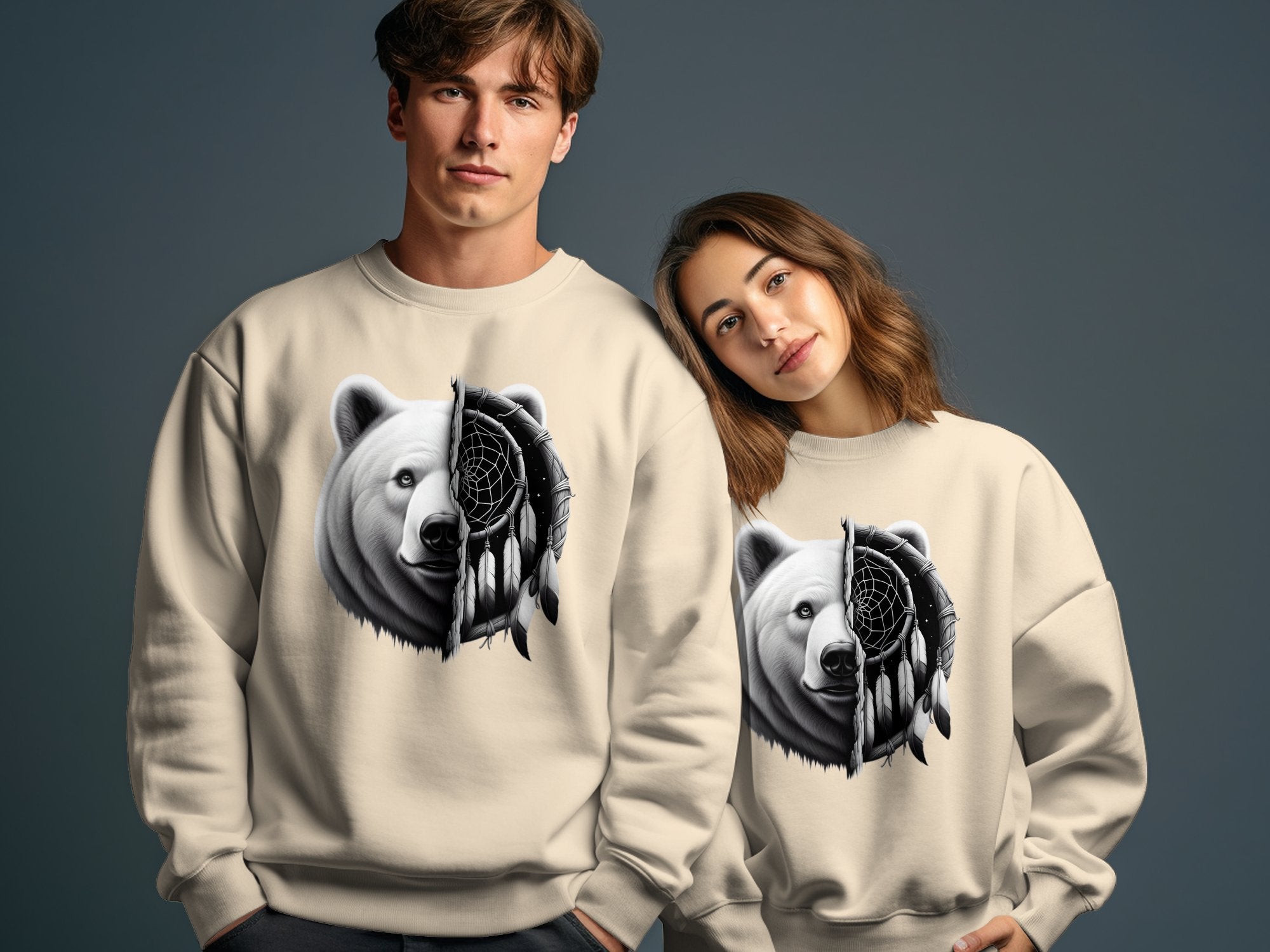 Dreamcatcher Bear - Coloured Gildan Sweatshirt Realistic Native American Talisman Unisex Mythology Tee Graphic Design