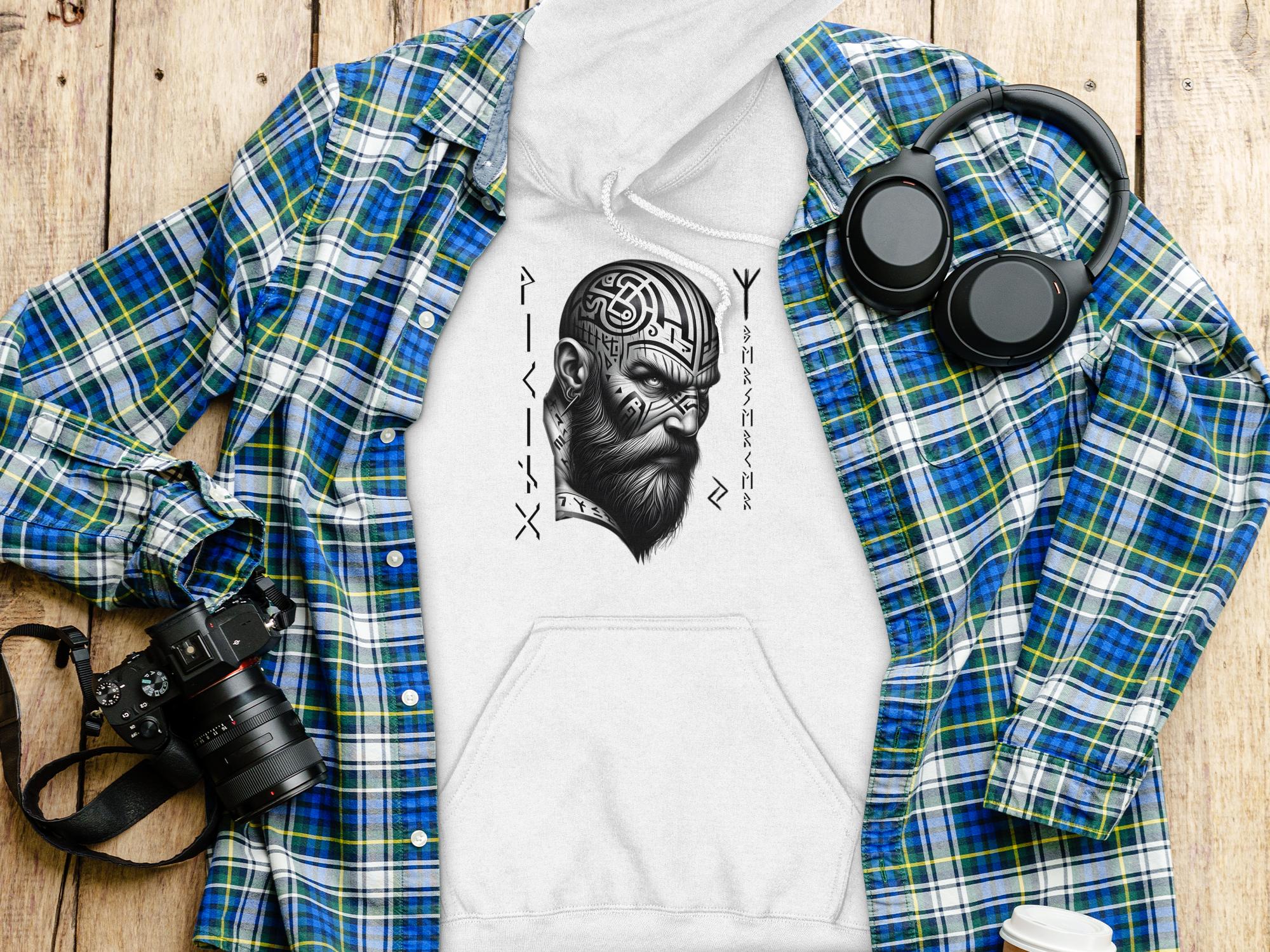 Viking Focus - Coloured Gildan Hoodie Realistic Norse Talisman Men Women Unisex Valhalla Tee Graphic Design