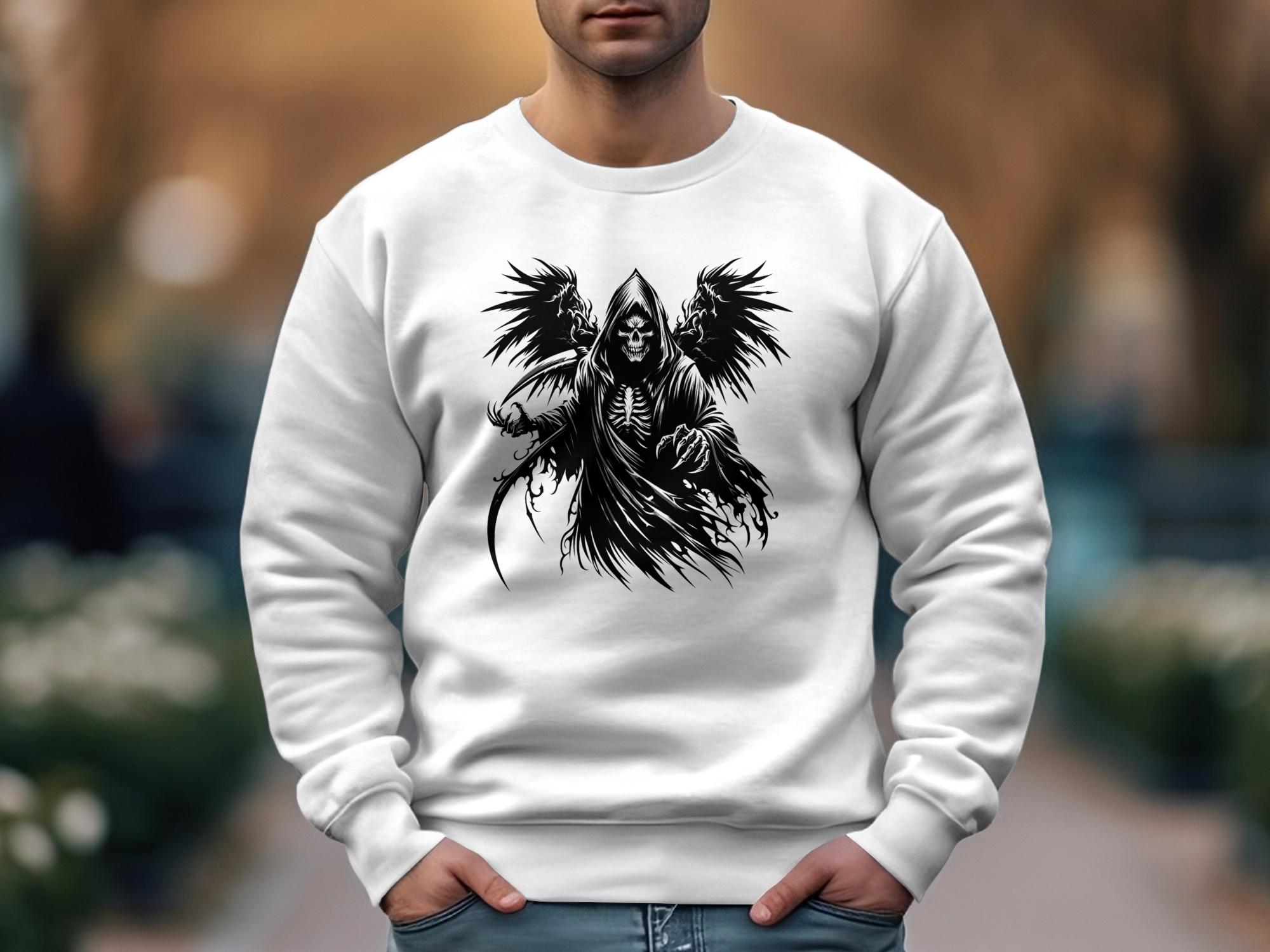 Grim Reaper - Black White Gildan Sweatshirt Commemorative Talisman Unisex Tee Graphic Design