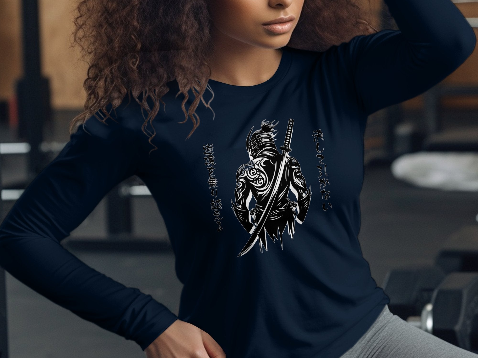 Samurai Ninja - Coloured Gildan Long Sleeve Japanese Talisman Unisex Cultural Symbolic Graphic Design