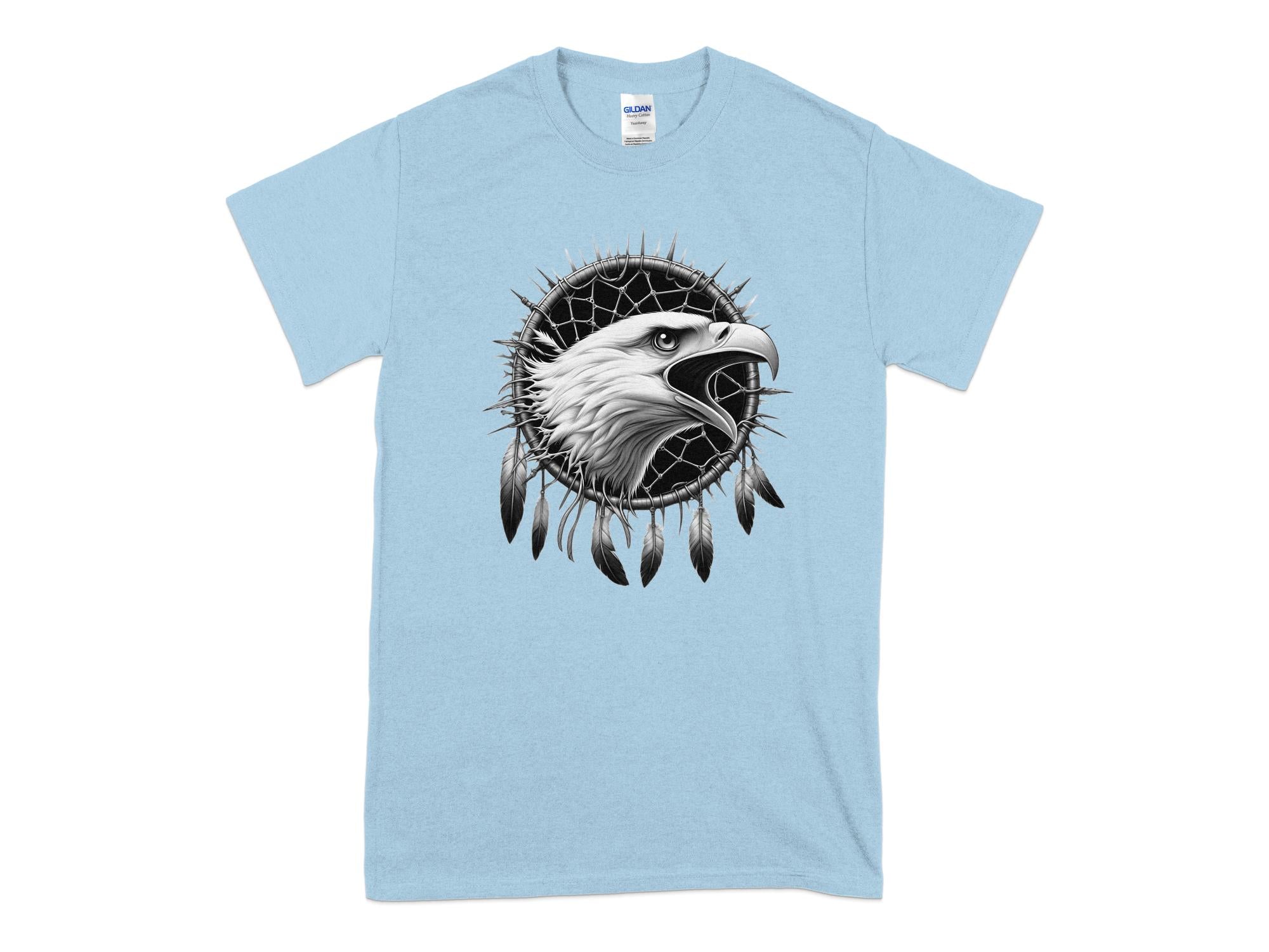 Dreamcatcher Eagle - Coloured Gildan T-Shirt Realistic Native American Talisman Unisex Mythology Tee Graphic Design