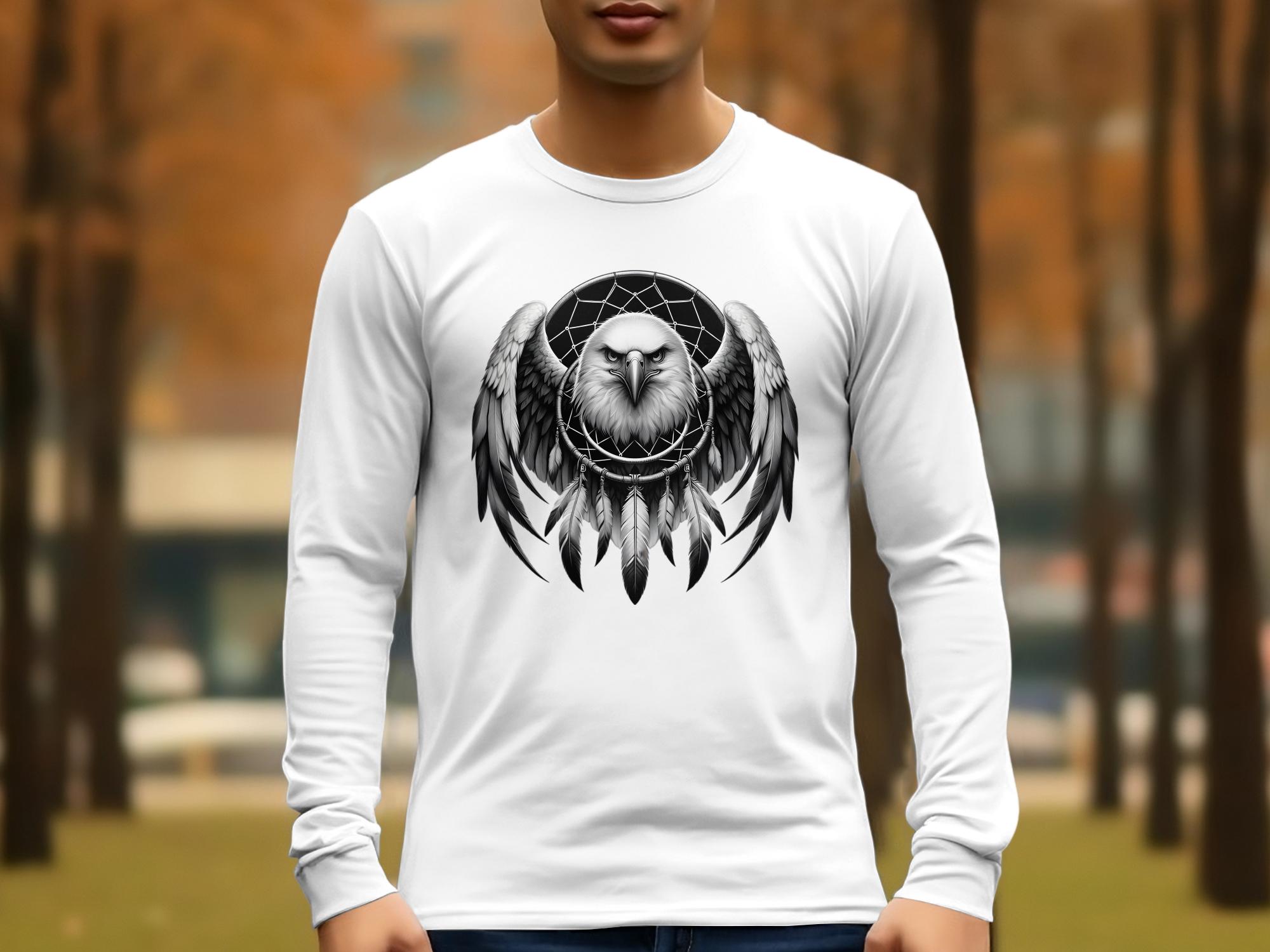 Dreamcatcher Eagle - Coloured Gildan Long Sleeve Realistic Native American Talisman Unisex Mythology Tee Graphic Design