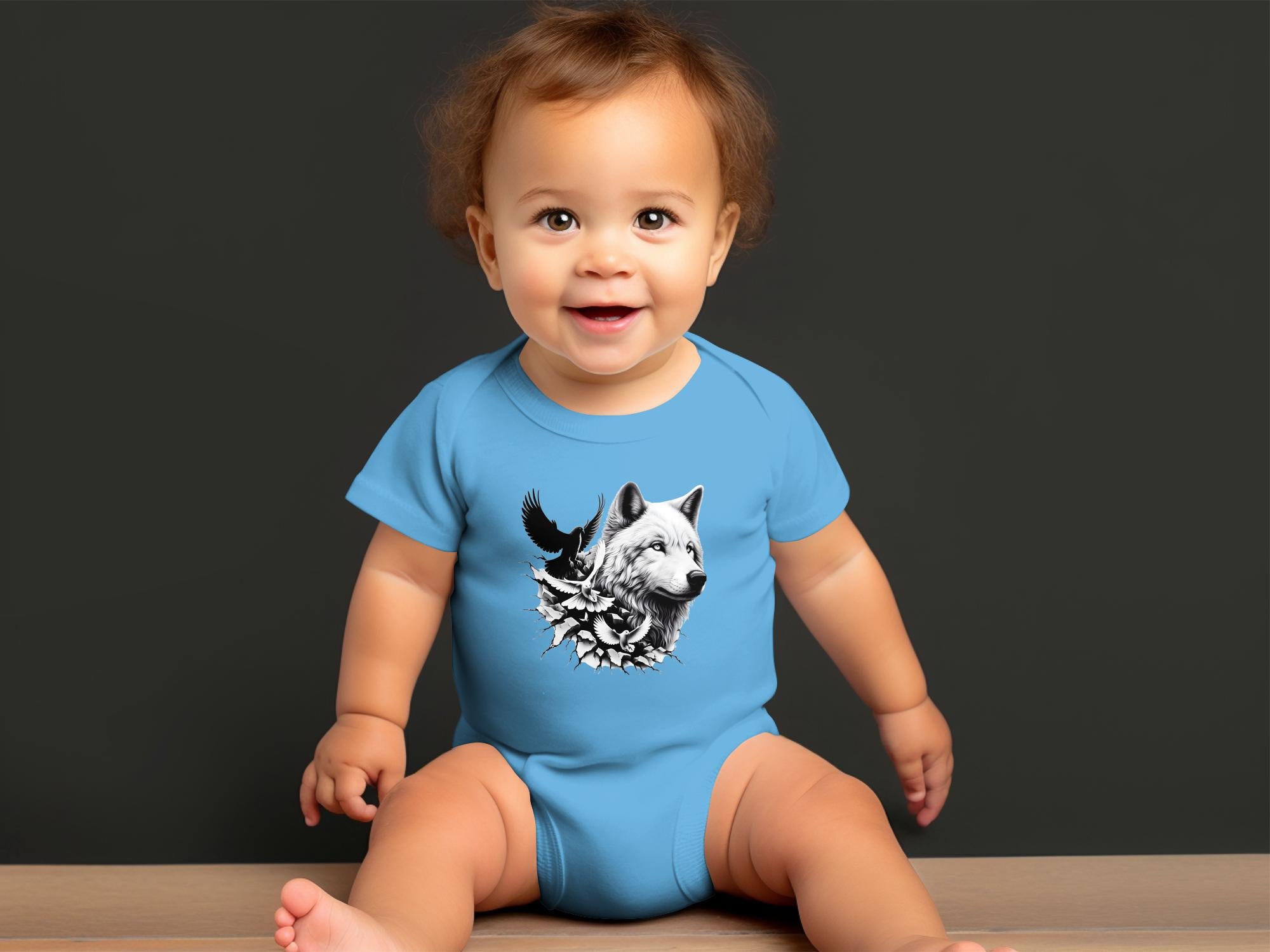 Wolf x Doves - Coloured Toddler Bodysuit Realistic Animal Talisman Unisex Tee Graphic Design