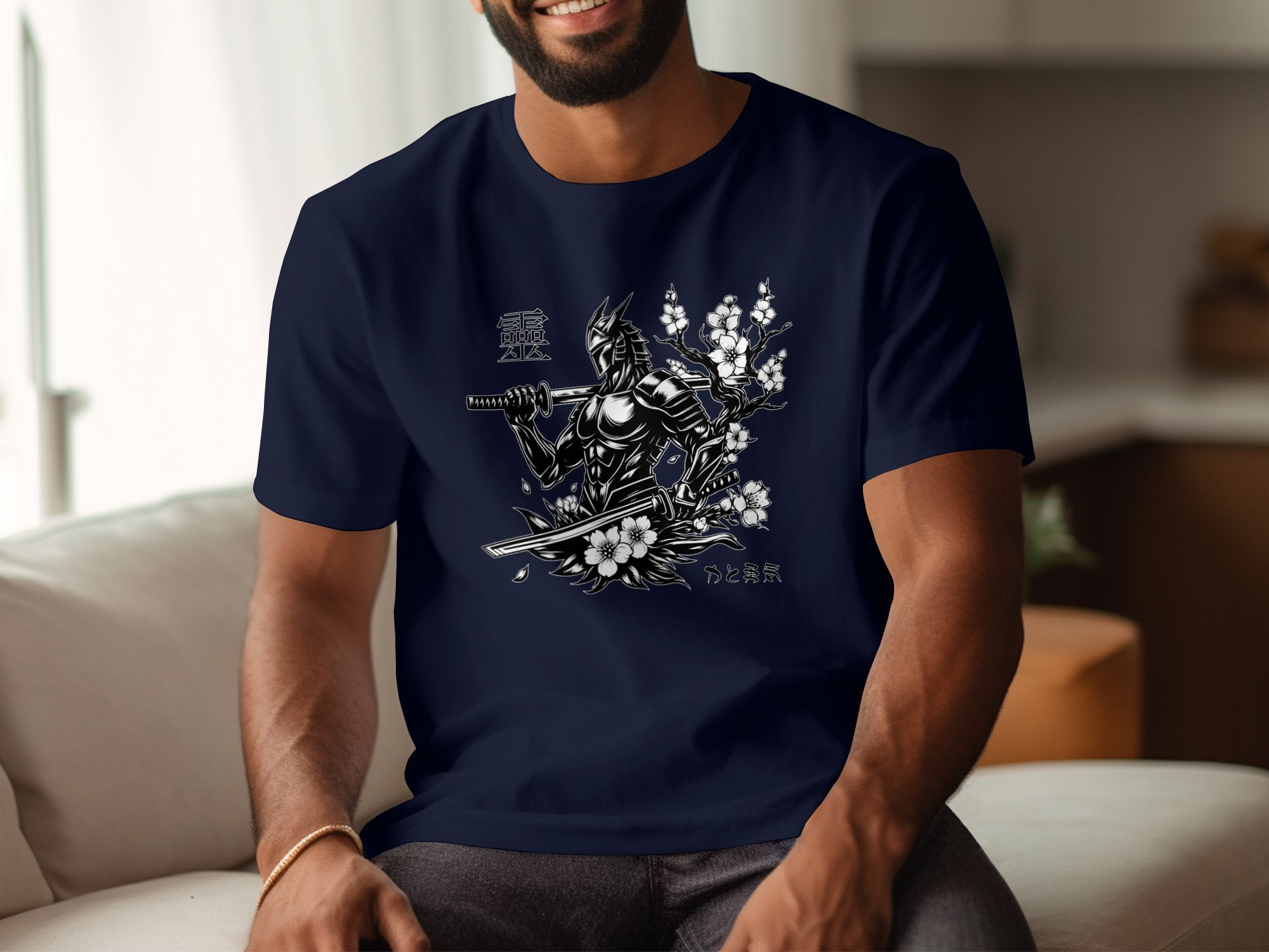 Samurai Ninja - Coloured Gildan T-Shirt Japanese Talisman Unisex Cultural Symbolic Graphic Design