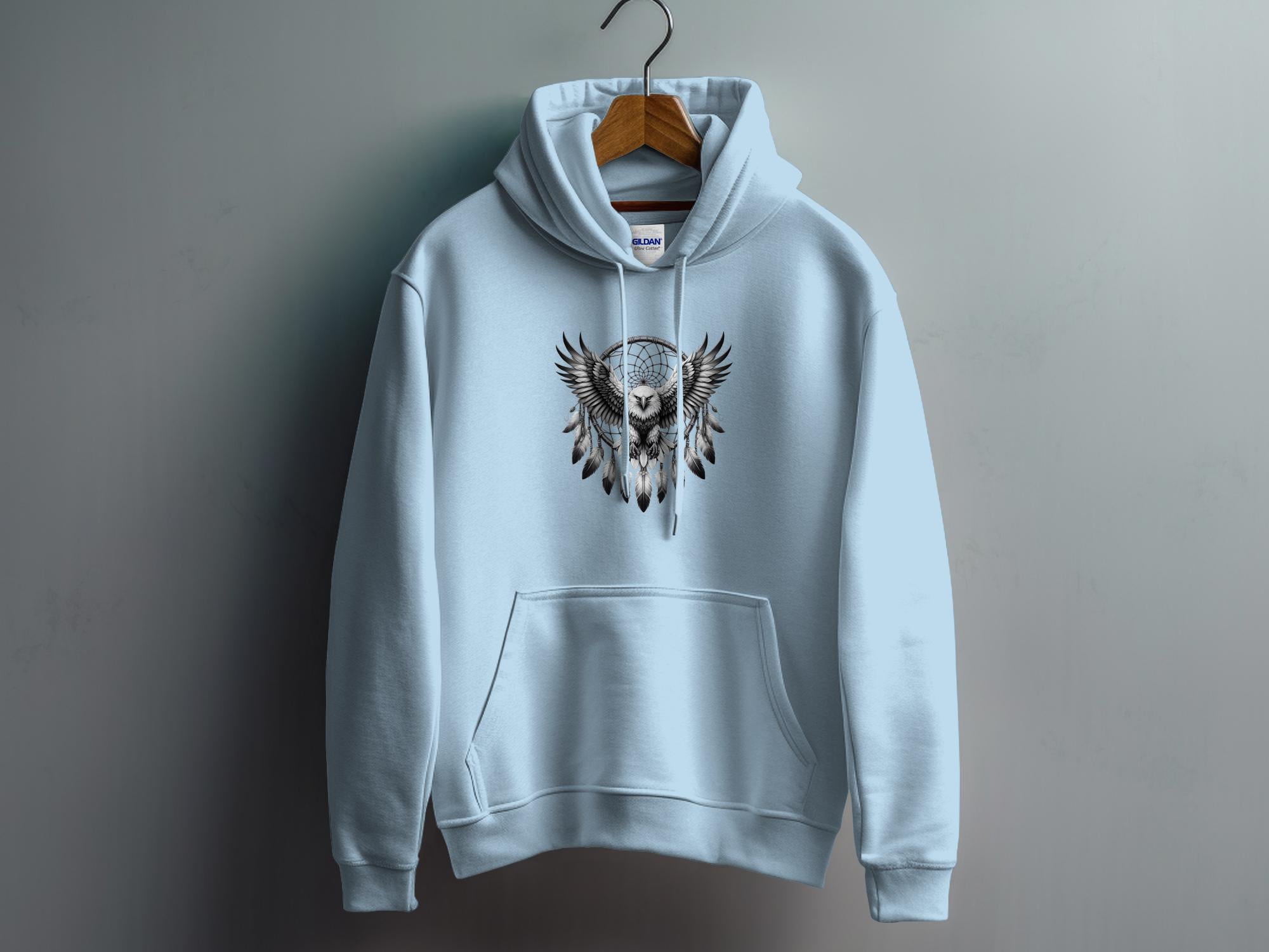 Dreamcatcher Eagle - Coloured Gildan Hoodie Realistic Native American Talisman Unisex Mythology Tee Graphic Design