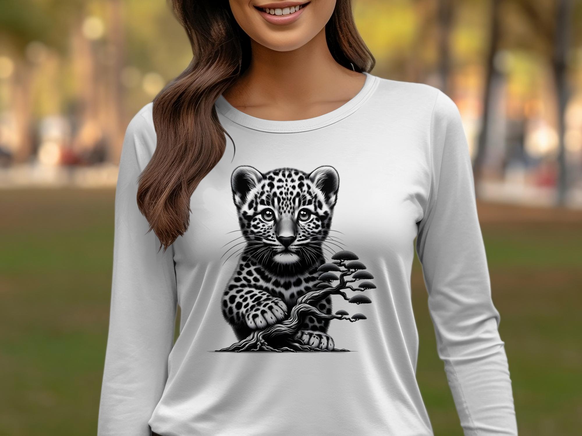 Leopard Bonsai - Coloured Gildan Long Sleeve Realistic Animal Talisman Unisex Cute Tee Graphic Design