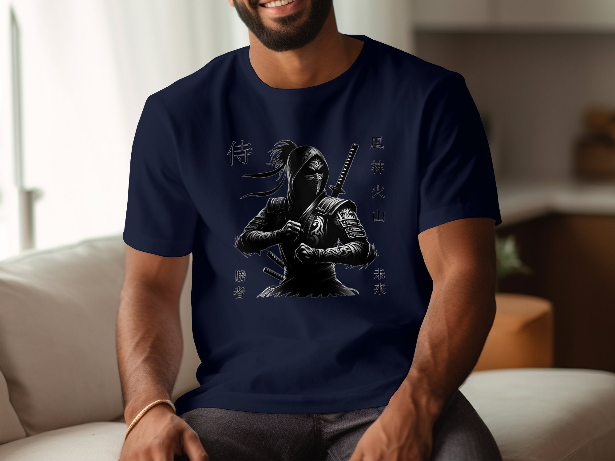 Samurai Ninja - Coloured Gildan T-Shirt Japanese Talisman Unisex Cultural Symbolic Graphic Design