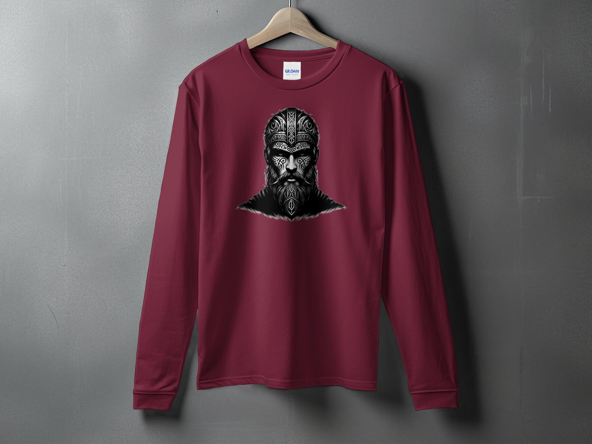 Viking Unyielding - Coloured Gildan Long Sleeve Realistic Norse Talisman Men Women Unisex Valhalla Tee Graphic Design