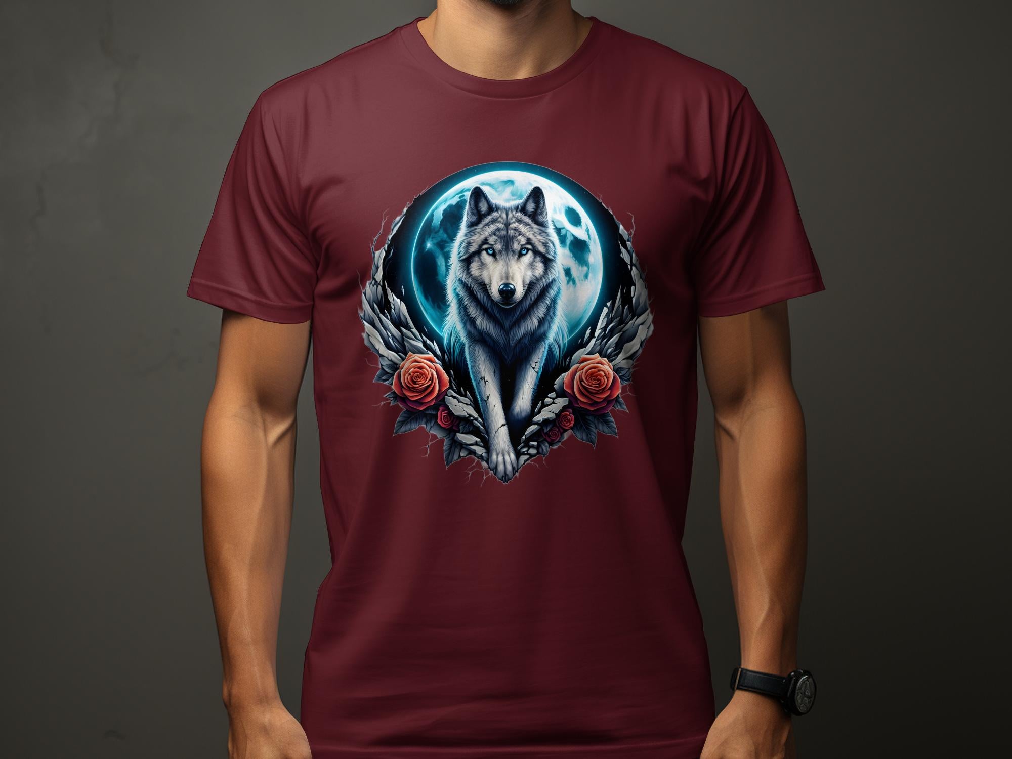 Moon Wolf - T-Shirt Realistic Full Colour Animal Talisman Unisex Mythology Tee Gildan Graphic Design