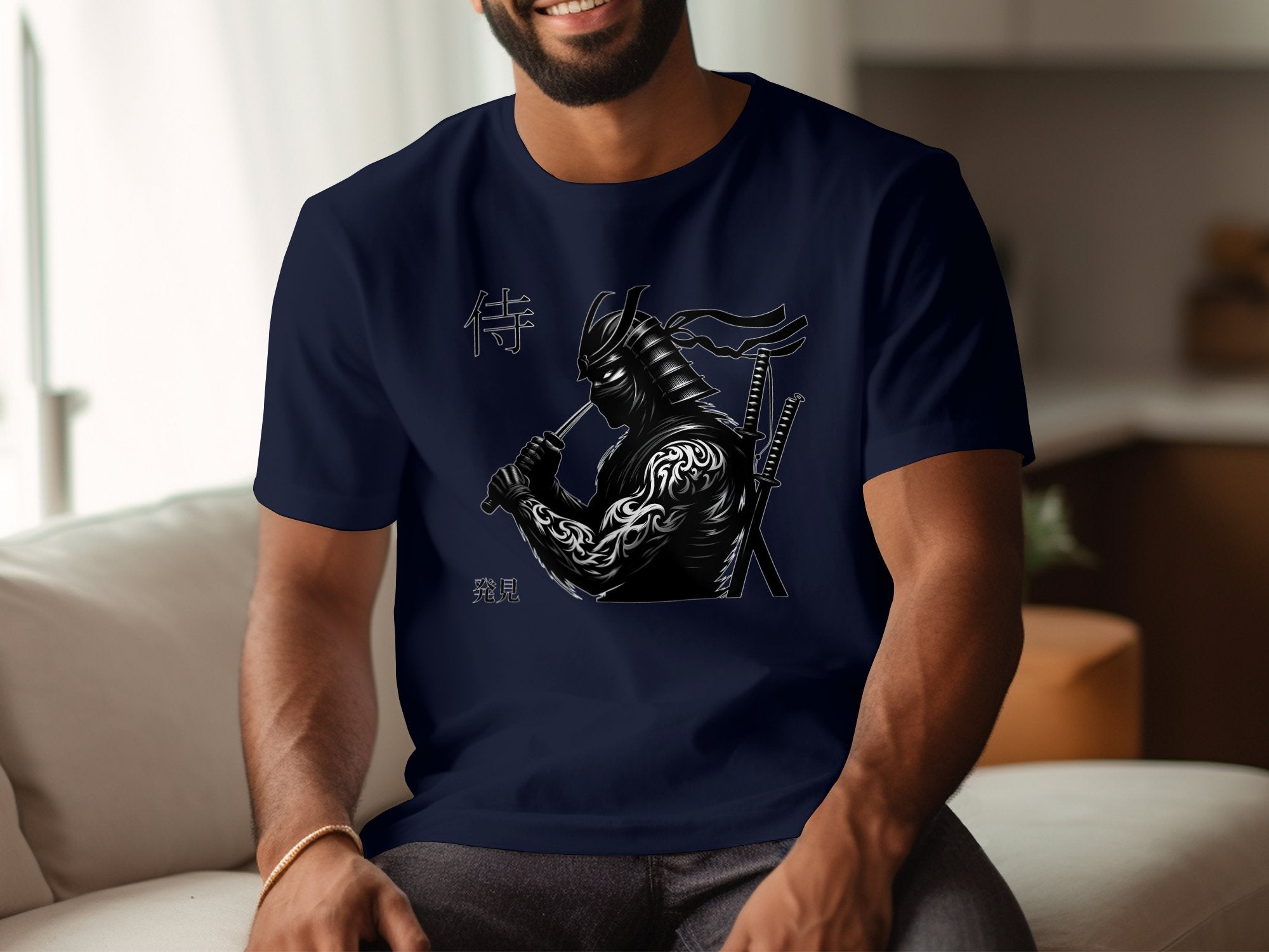 Samurai Ninja - Coloured Gildan T-Shirt Japanese Talisman Unisex Cultural Symbolic Graphic Design