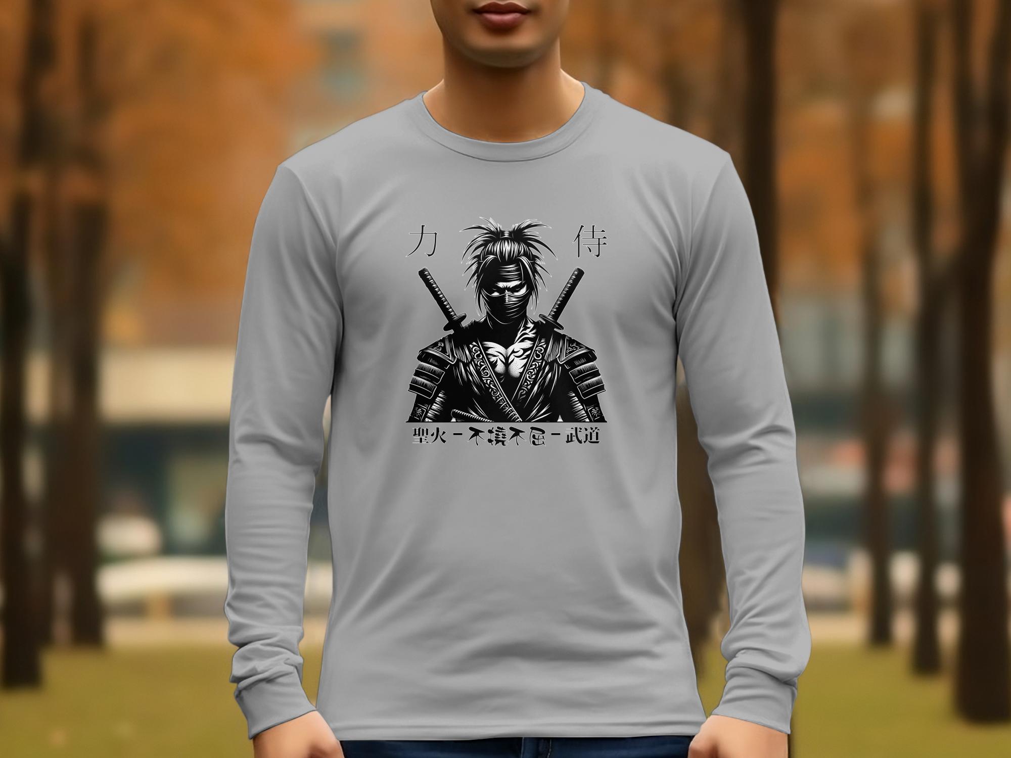 Samurai Ninja - Coloured Gildan Long Sleeve Japanese Talisman Unisex Cultural Symbolic Graphic Design