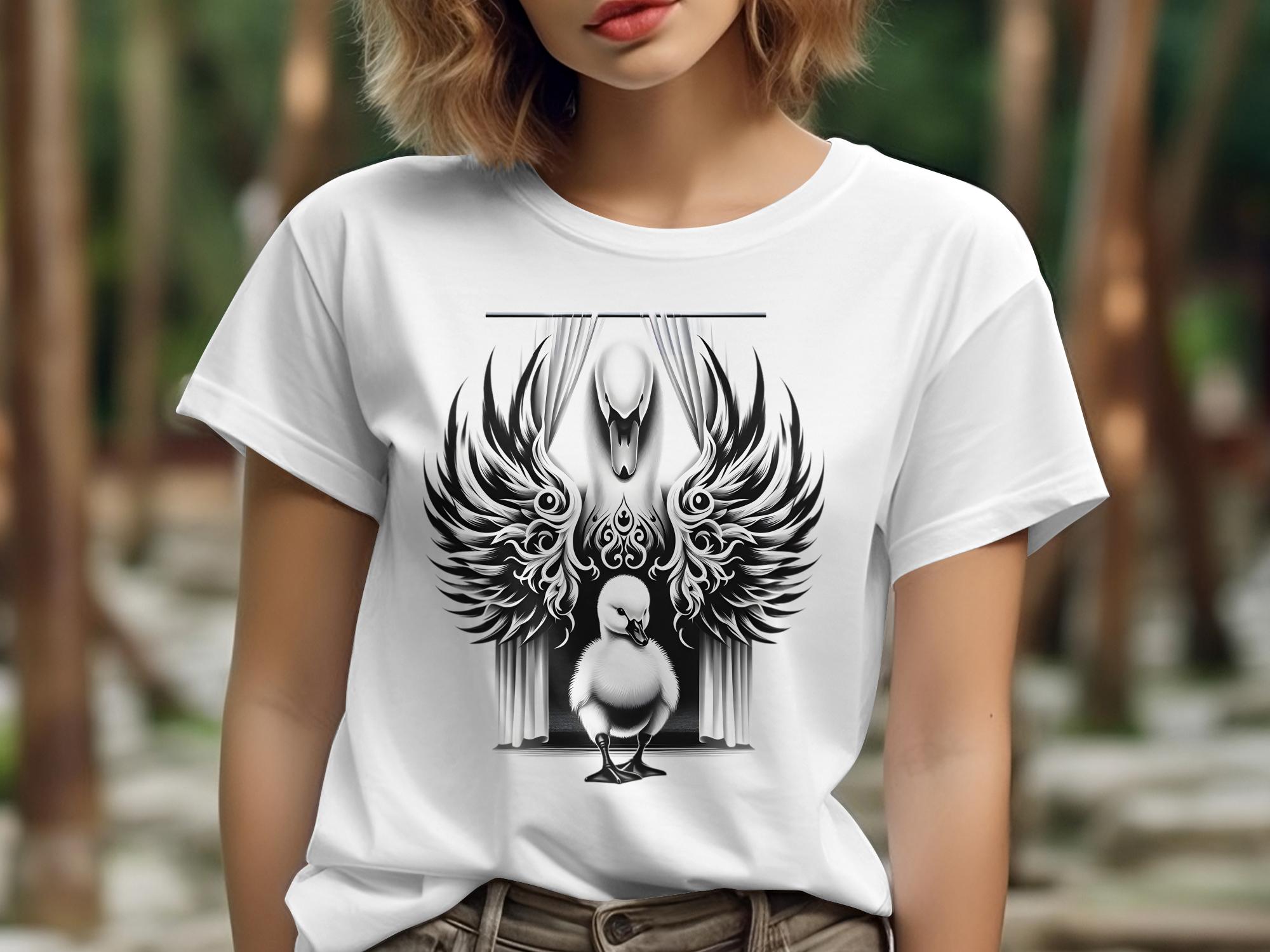 Swan & Cygnet- Black White Gildan T-Shirt Realistic Family Talisman Unisex Tee Graphic Design