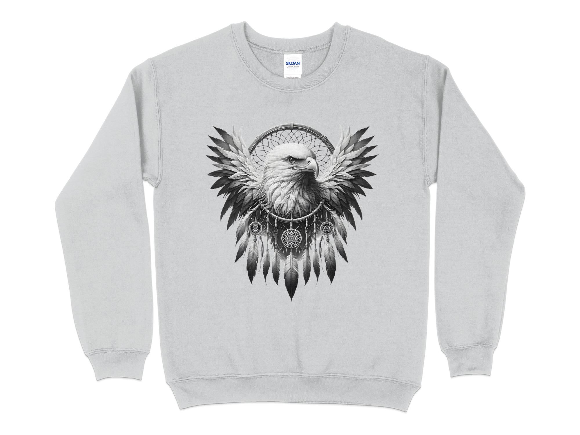 Dreamcatcher Eagle - Coloured Gildan Sweatshirt Realistic Native American Talisman Unisex Mythology Tee Graphic Design