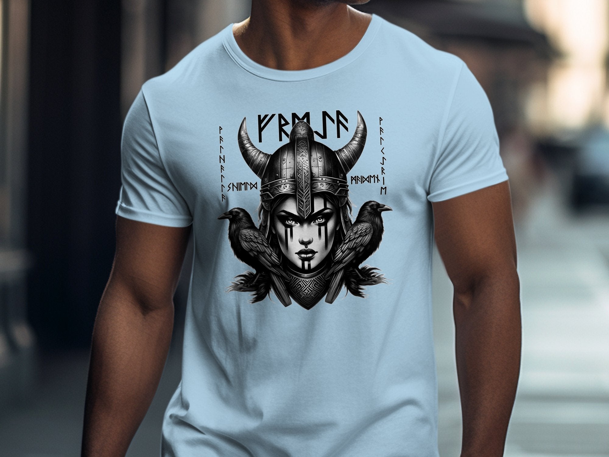 Viking Shield Maiden - Coloured Gildan T Shirt Realistic Norse Talisman Men Women Unisex Valhalla Tee Graphic Design