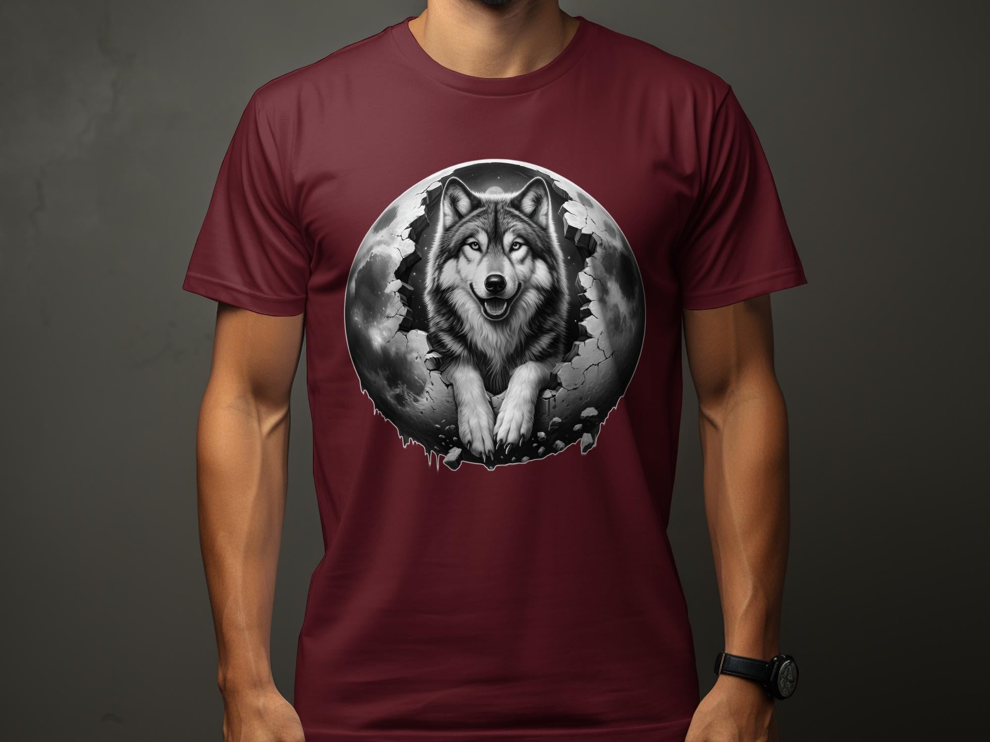 Moon Wolf - Coloured Gildan T-Shirt Realistic Animal Talisman Unisex Mythology Tee Graphic Design