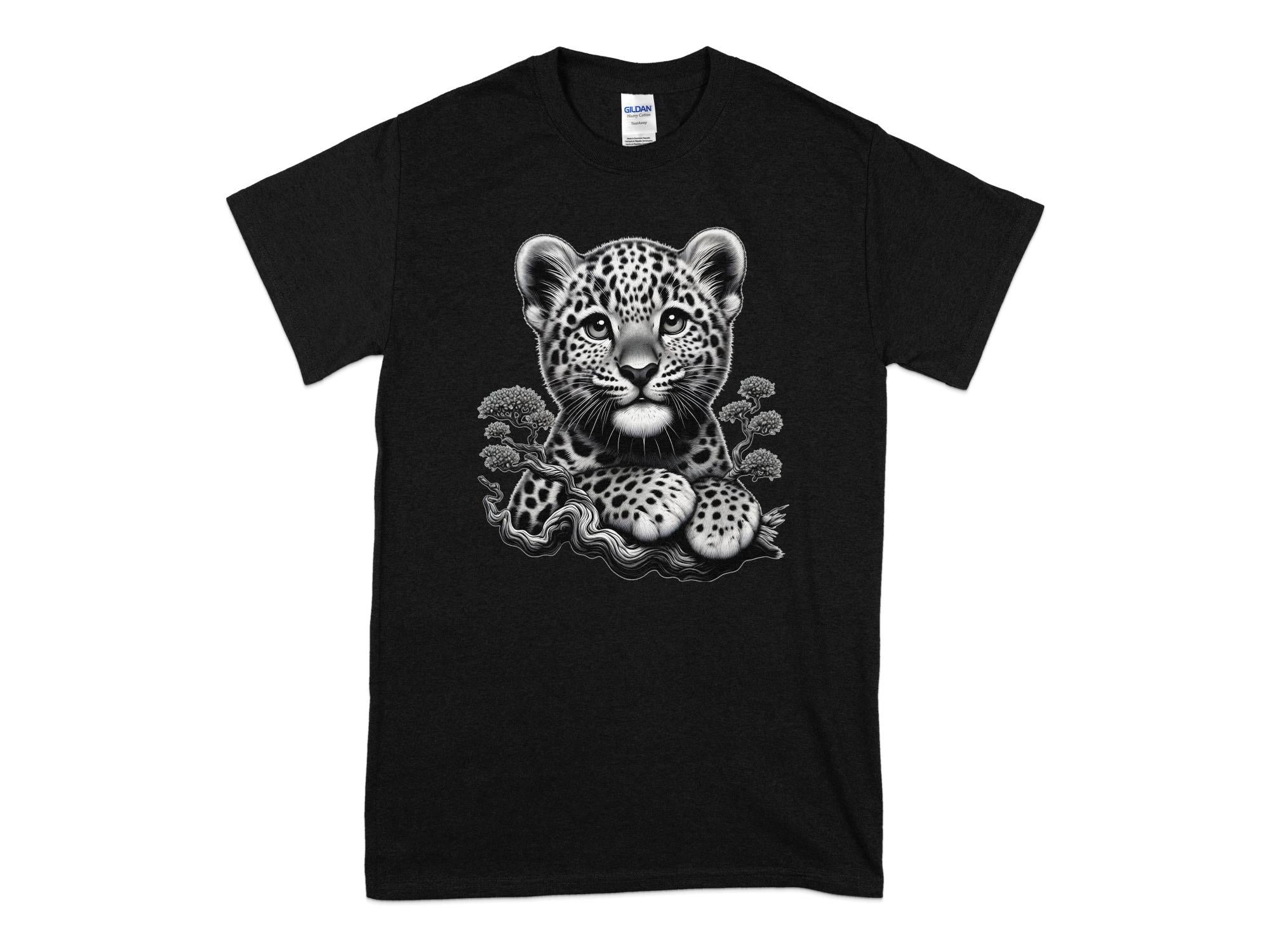 Leopard Bonsai - Coloured Gildan T-Shirt Realistic Animal Talisman Unisex Cute Tee Graphic Design