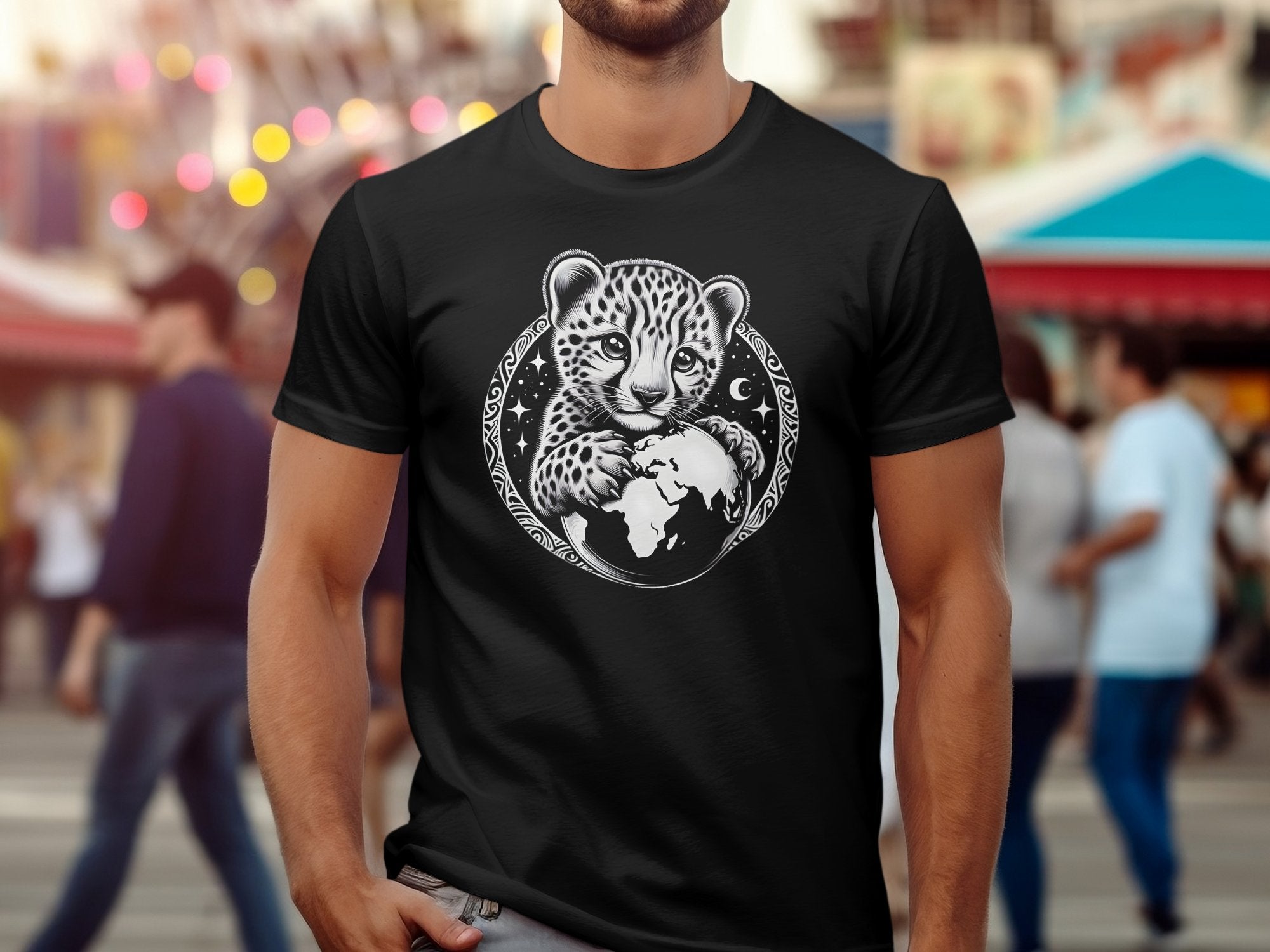 Cheetah World - Coloured Gildan T-Shirt Realistic Animal Talisman Unisex Cute Tee Graphic Design