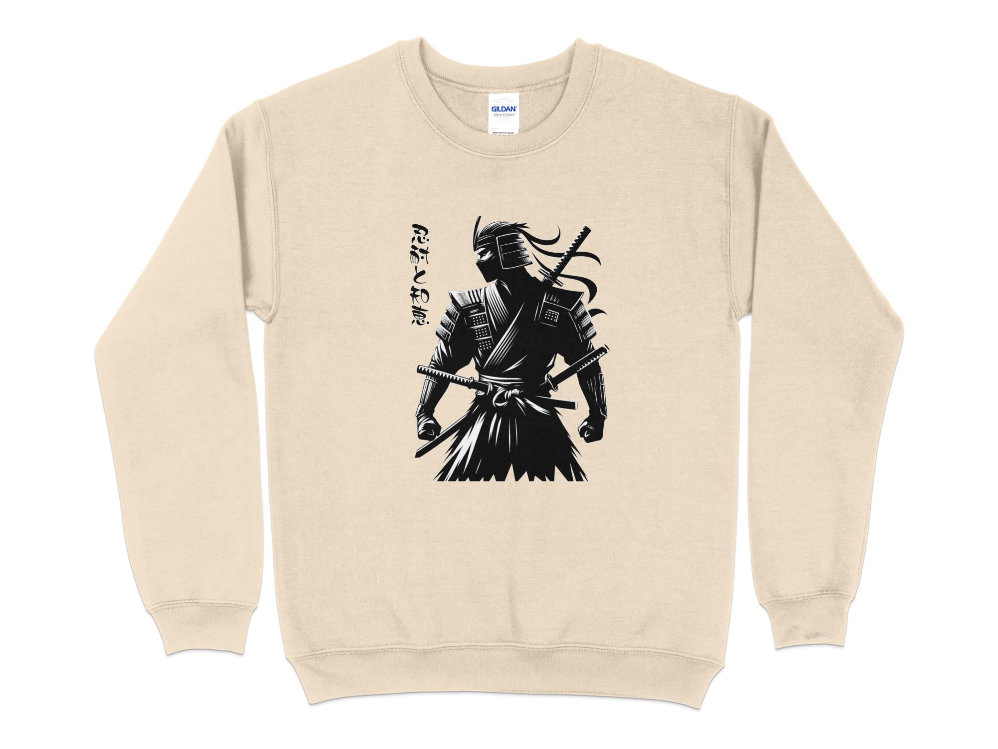 Samurai Ninja - Coloured Gildan Sweatshirt Japanese Talisman Unisex Cultural Symbolic Graphic Design