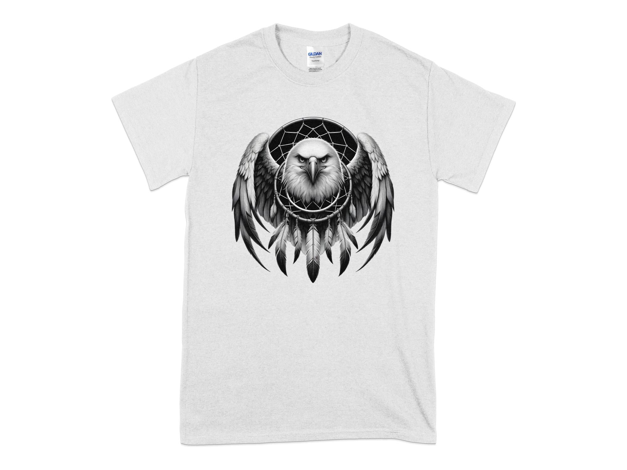 Dreamcatcher Eagle - Coloured Gildan T-Shirt Realistic Native American Talisman Unisex Mythology Tee Graphic Design