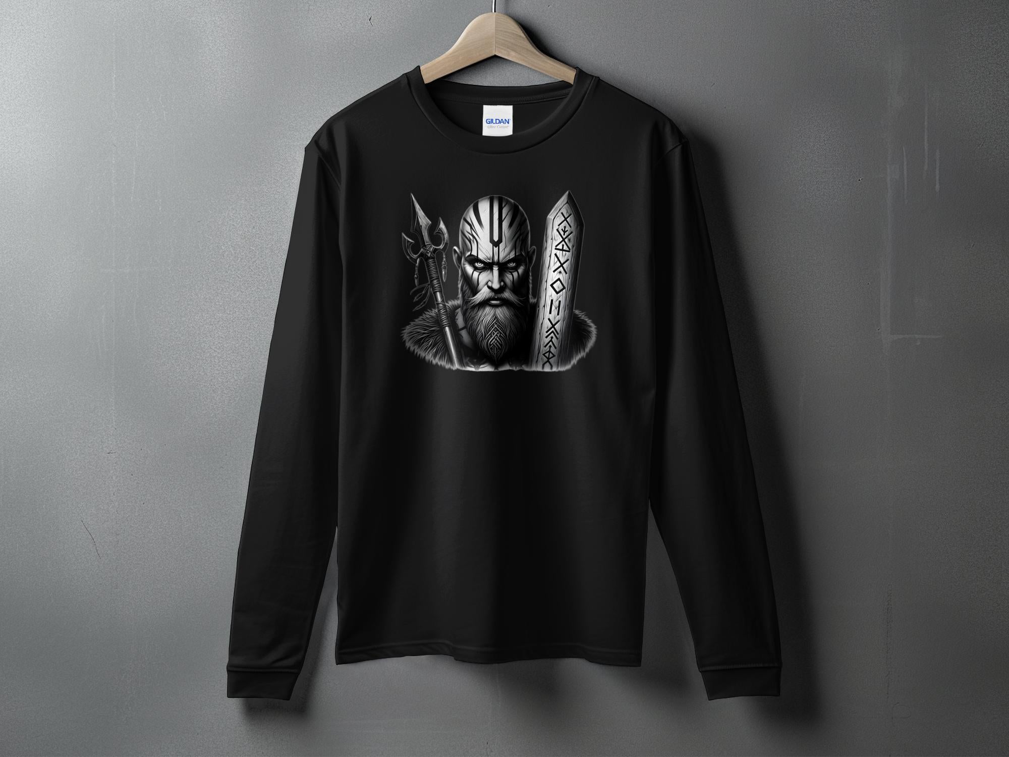 Viking Strength - Coloured Gildan Long Sleeve Realistic Norse Talisman Men Women Unisex Valhalla Tee Graphic Design