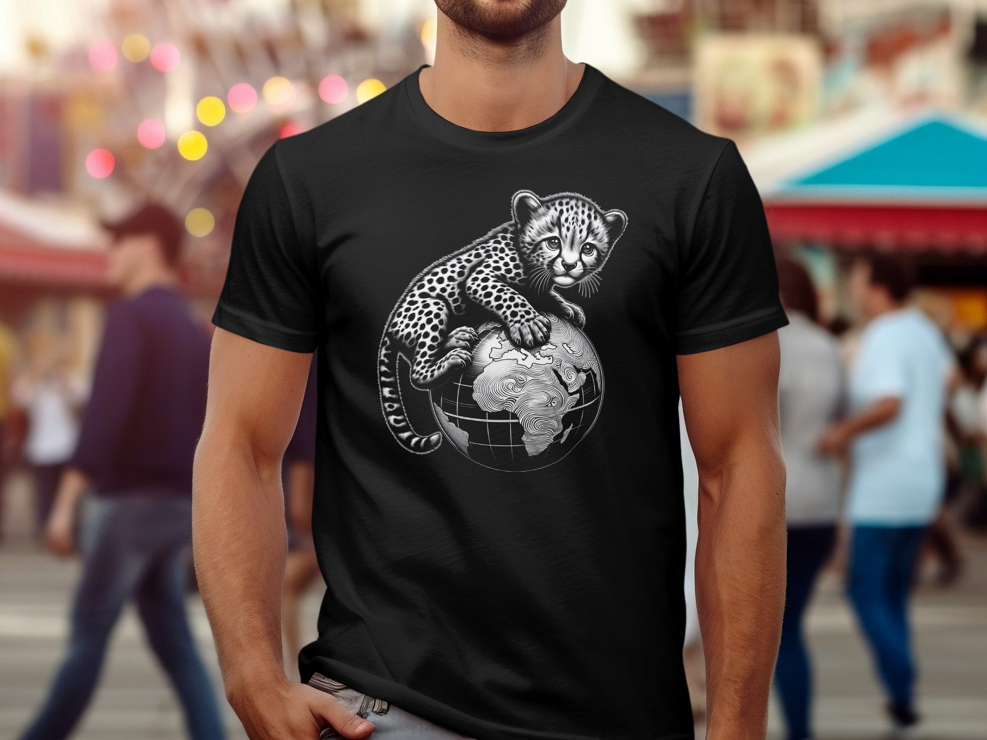 Cheetah World - Coloured Gildan T-Shirt Realistic Animal Talisman Unisex Cute Tee Graphic Design