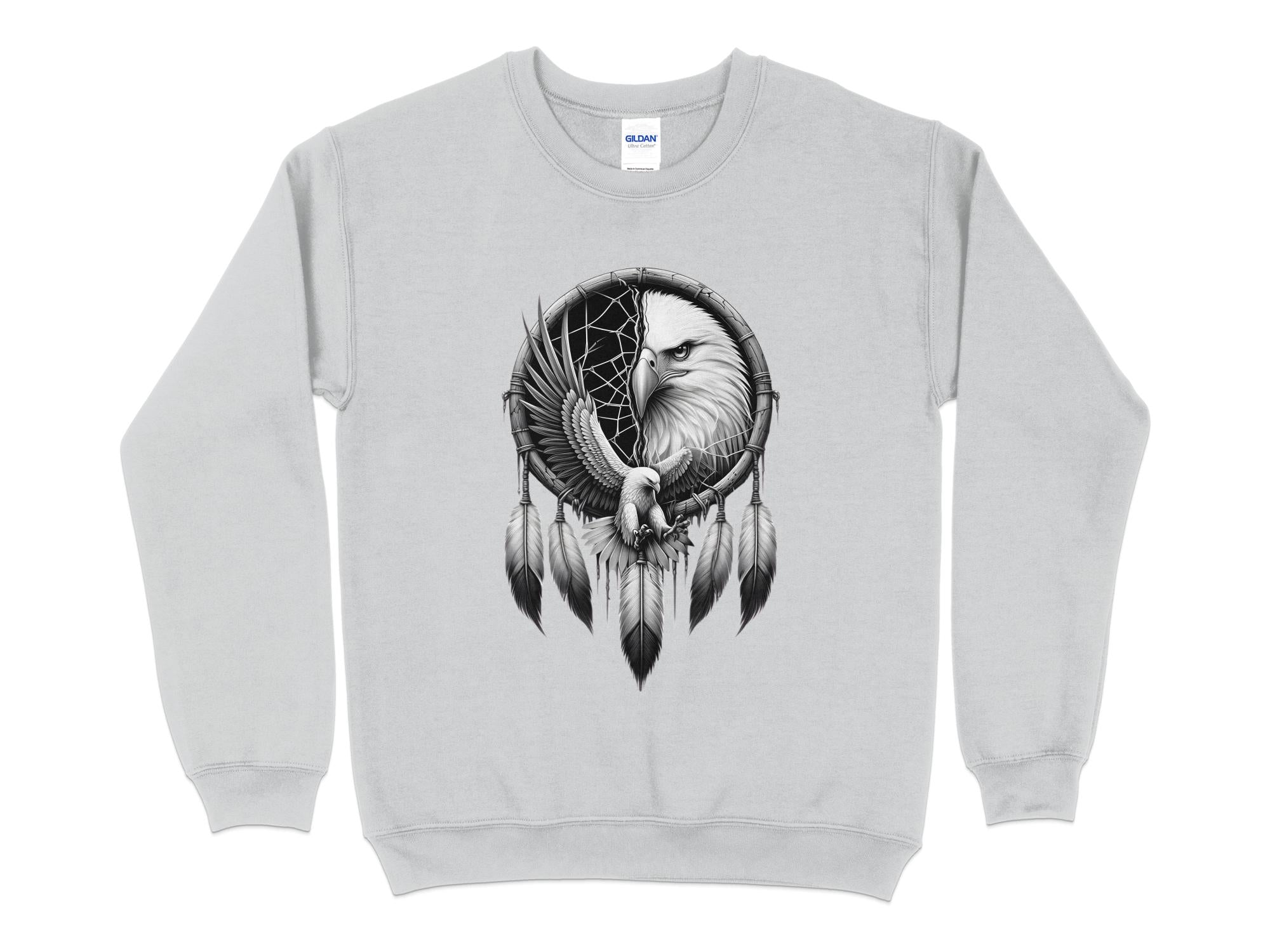 Dreamcatcher Eagle - Coloured Gildan Sweatshirt Realistic Native American Talisman Unisex Mythology Tee Graphic Design