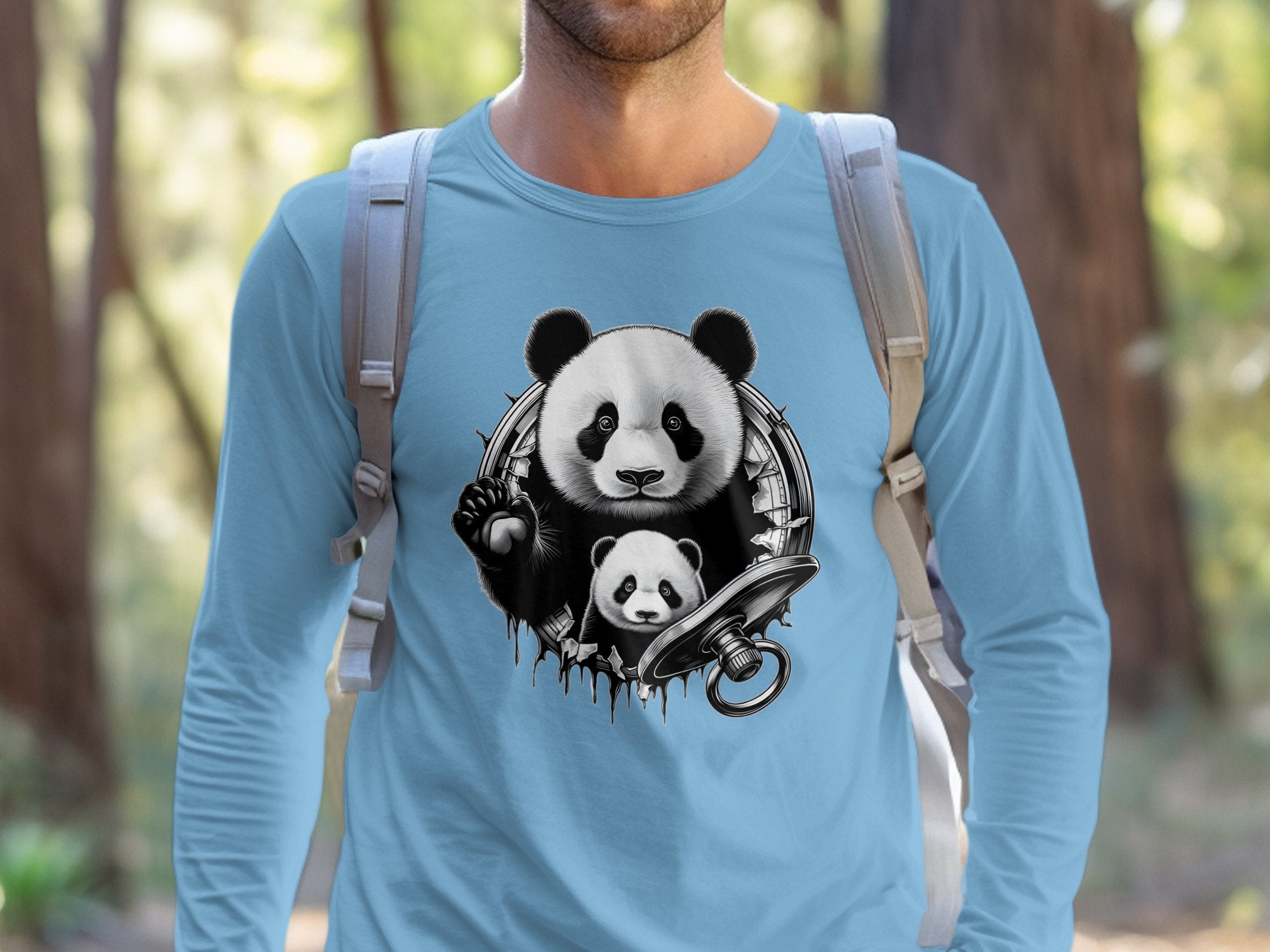 Panda - Coloured Gildan Long Sleeve Realistic Animal Talisman Unisex Cute Tee Graphic Design