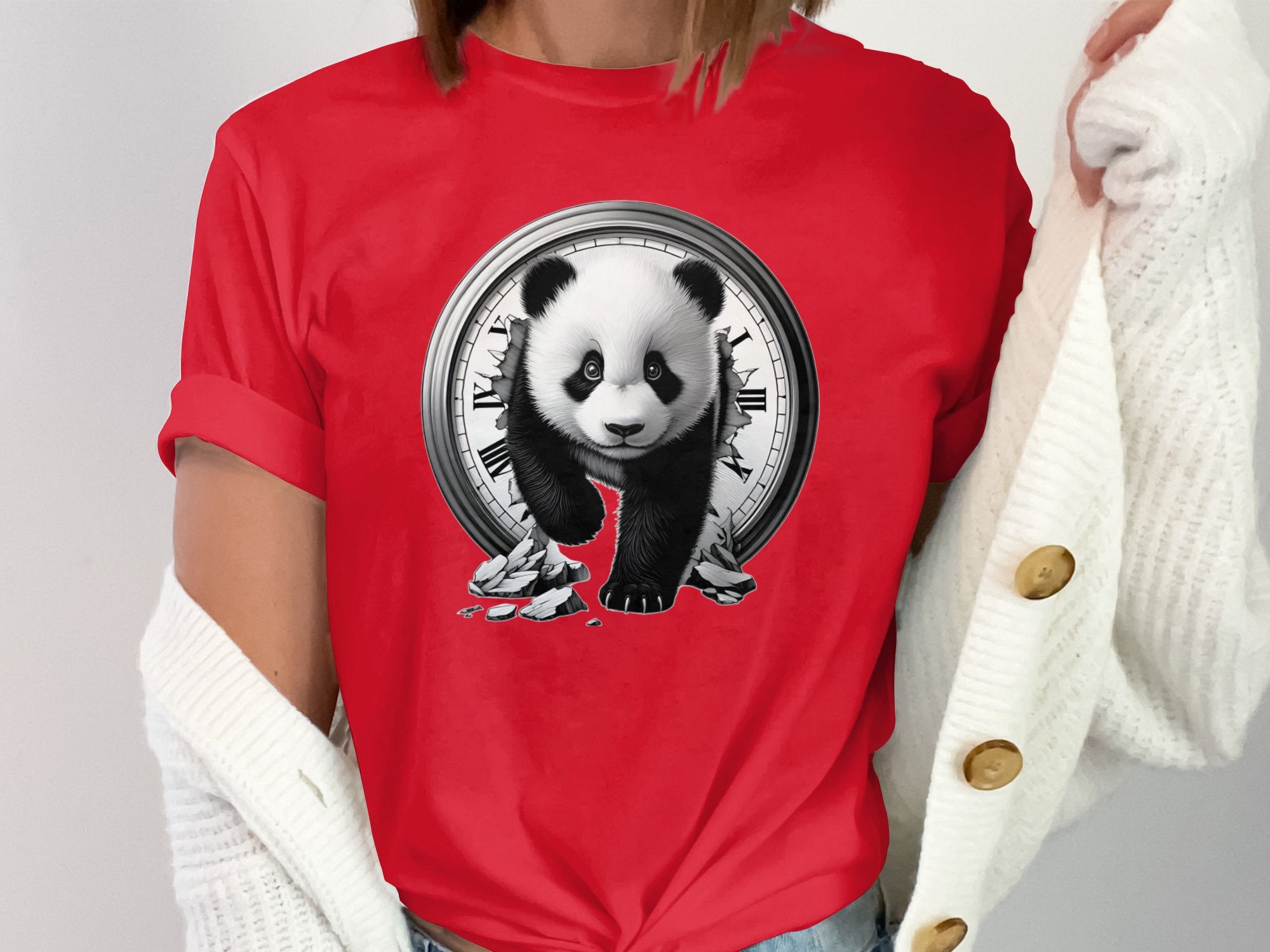 Panda - Coloured Gildan T-Shirt Realistic Animal Talisman Unisex Cute Tee Graphic Design