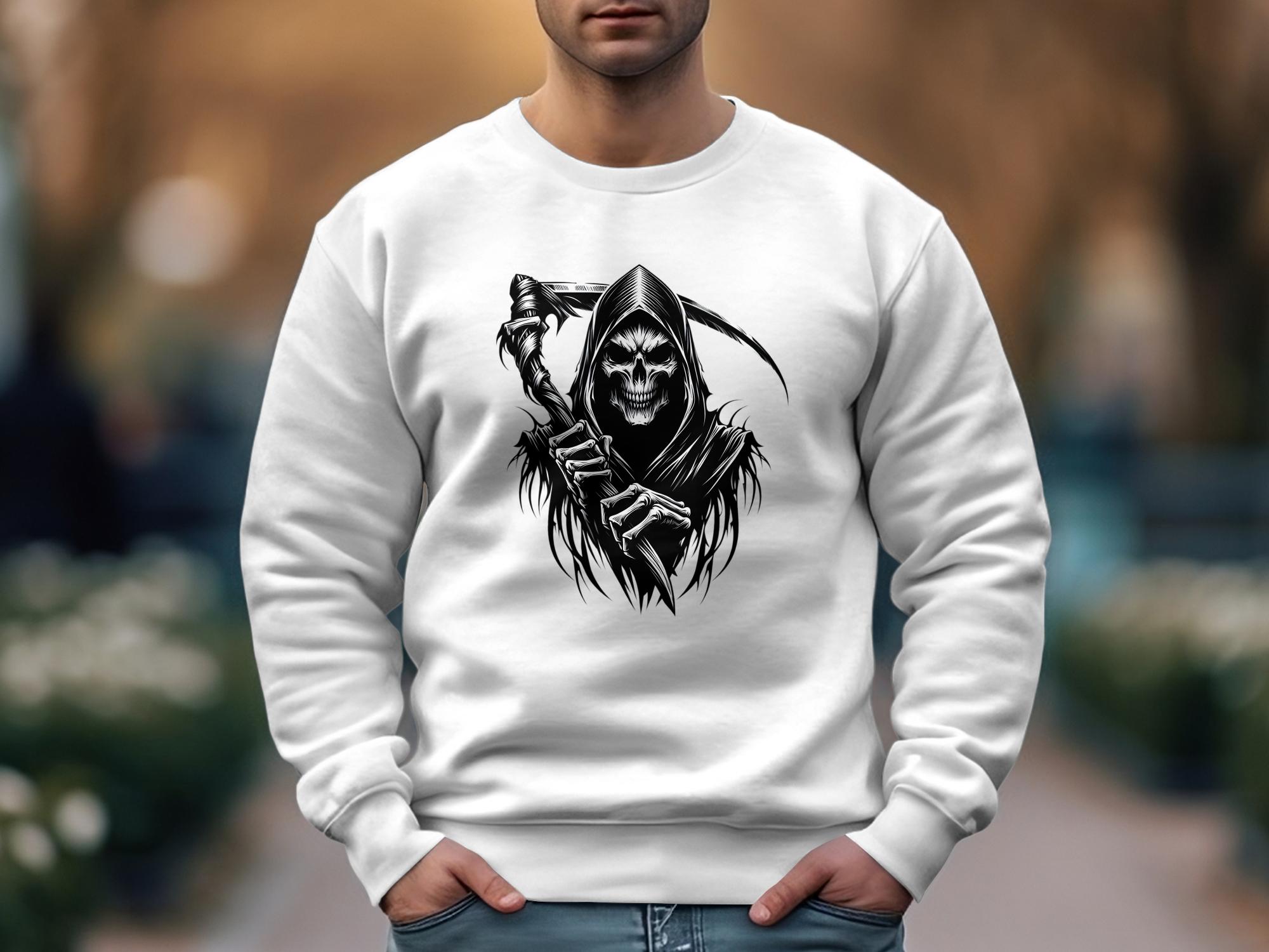 Grim Reaper - Black White Gildan Sweatshirt Commemorative Talisman Unisex Tee Graphic Design