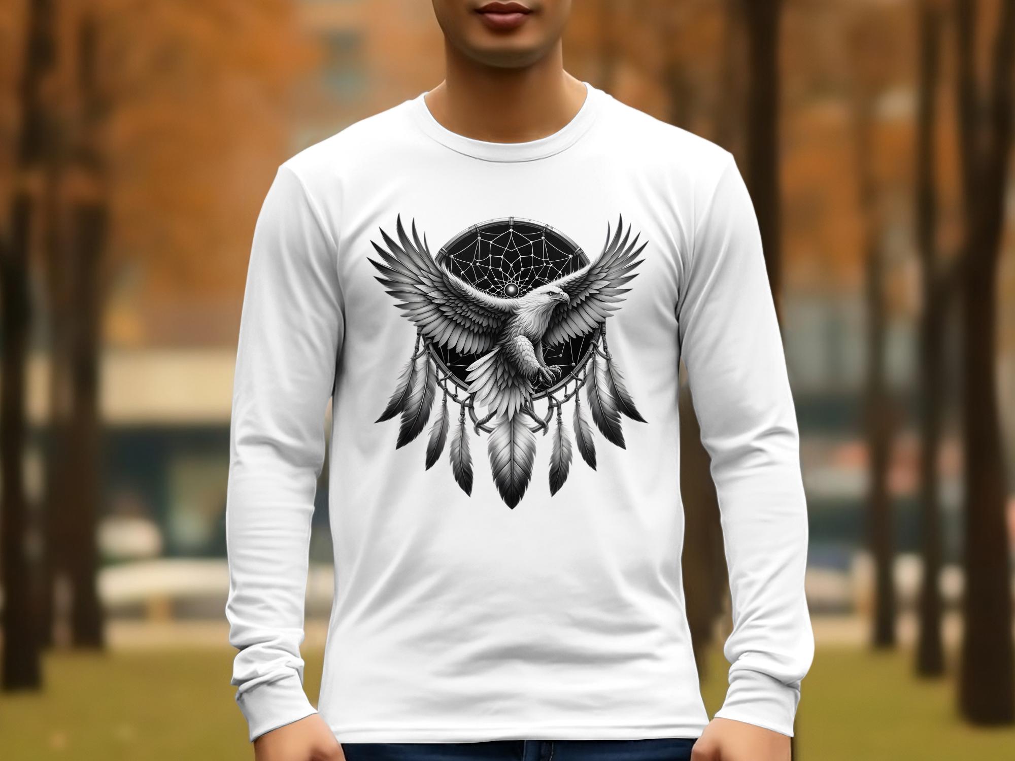 Dreamcatcher Eagle - Coloured Gildan Long Sleeve Realistic Native American Talisman Unisex Mythology Tee Graphic Design