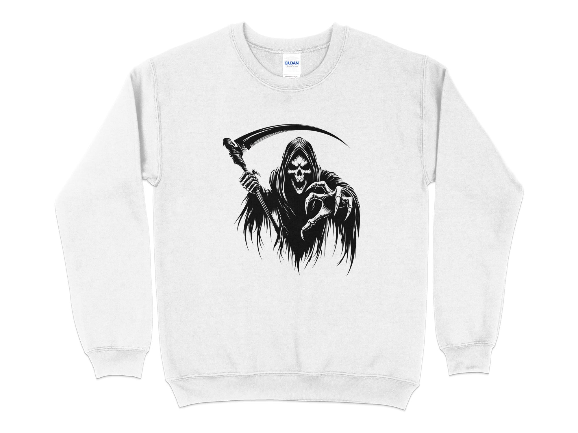 Grim Reaper - Black White Gildan Sweatshirt Commemorative Talisman Unisex Tee Graphic Design