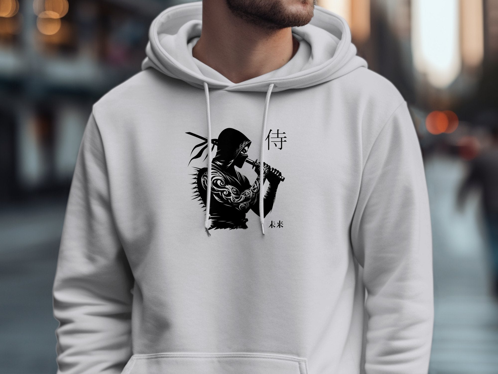 Samurai Ninja - Coloured Gildan Hoodie Japanese Talisman Unisex Cultural Symbolic Graphic Design