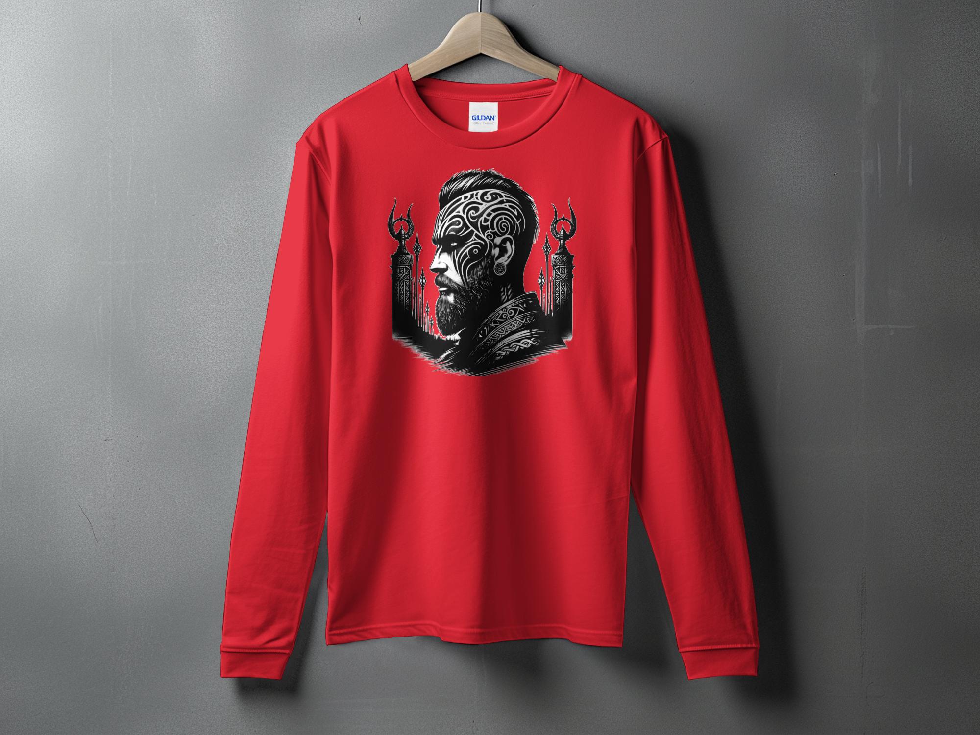 Viking Spirit - Coloured Gildan Long Sleeve Realistic Norse Talisman Men Women Unisex Valhalla Tee Graphic Design