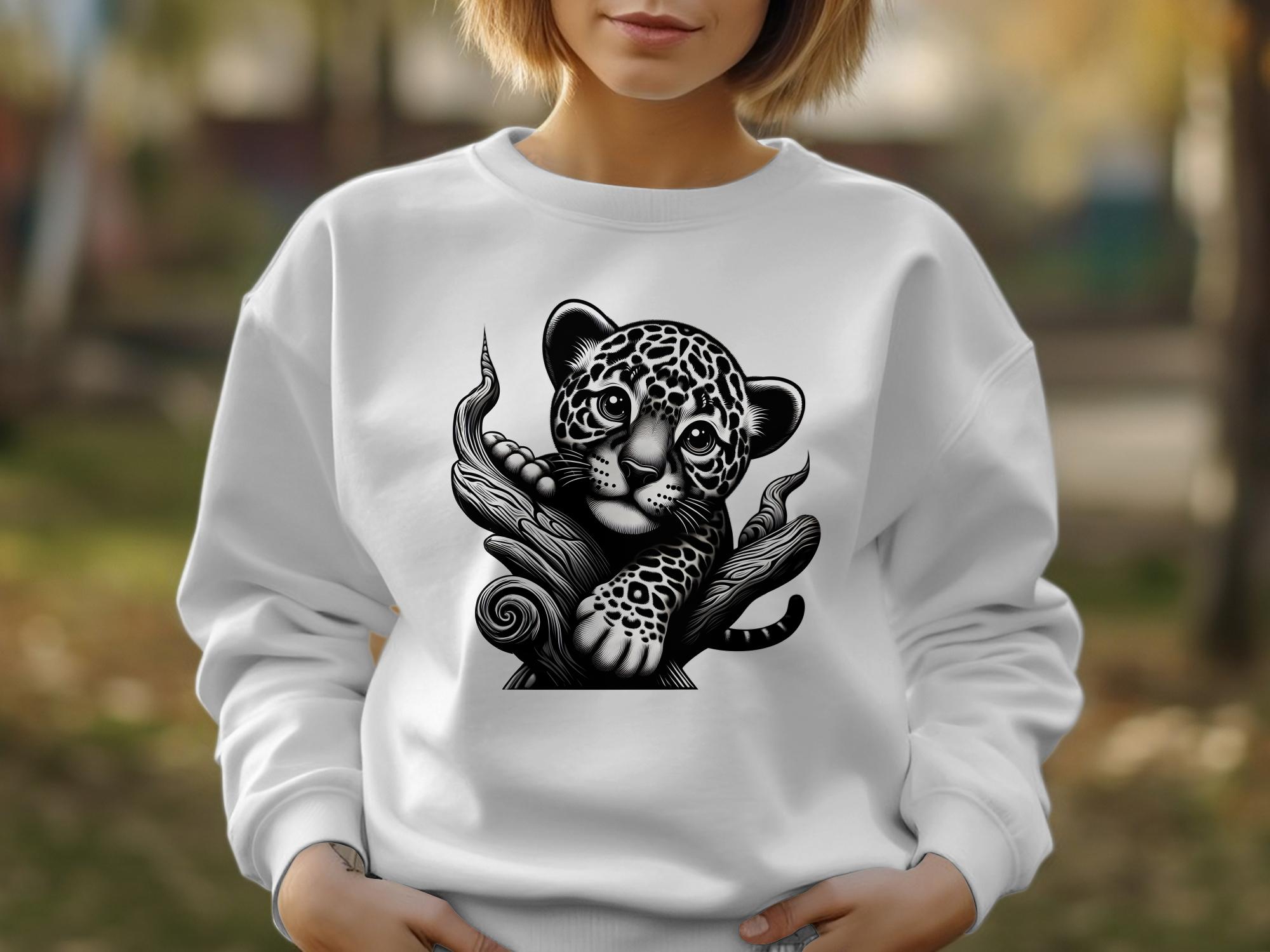 Leopard Bonsai - Coloured Gildan Sweatshirt Realistic Animal Talisman Unisex Cute Tee Graphic Design