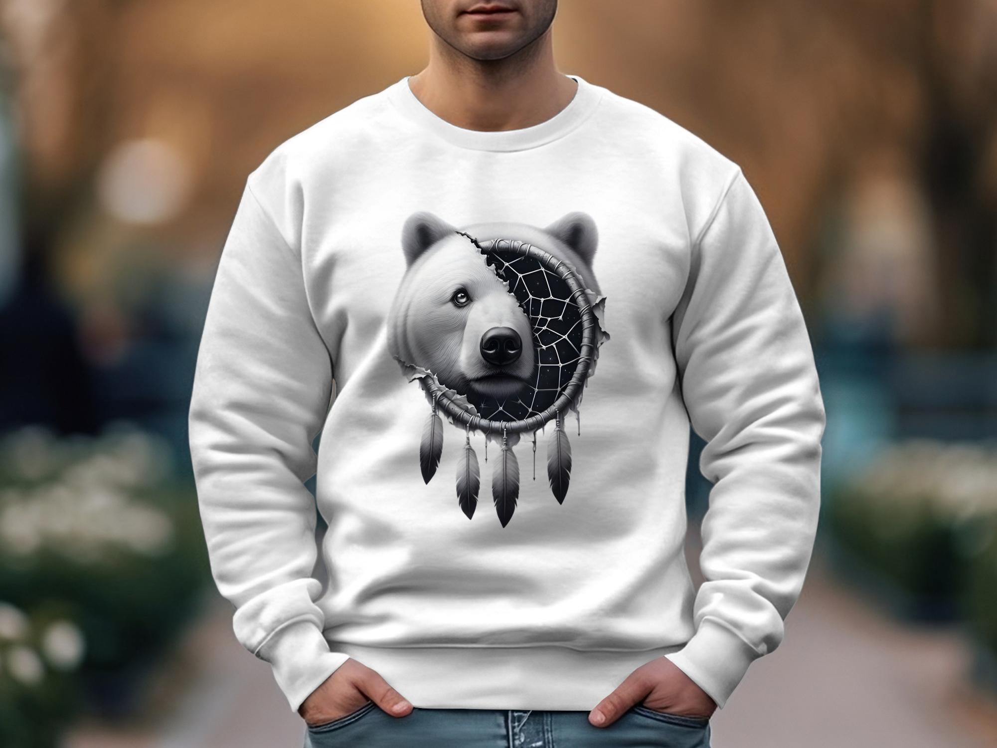 Dreamcatcher Bear - Coloured Gildan Sweatshirt Realistic Native American Talisman Unisex Mythology Tee Graphic Design