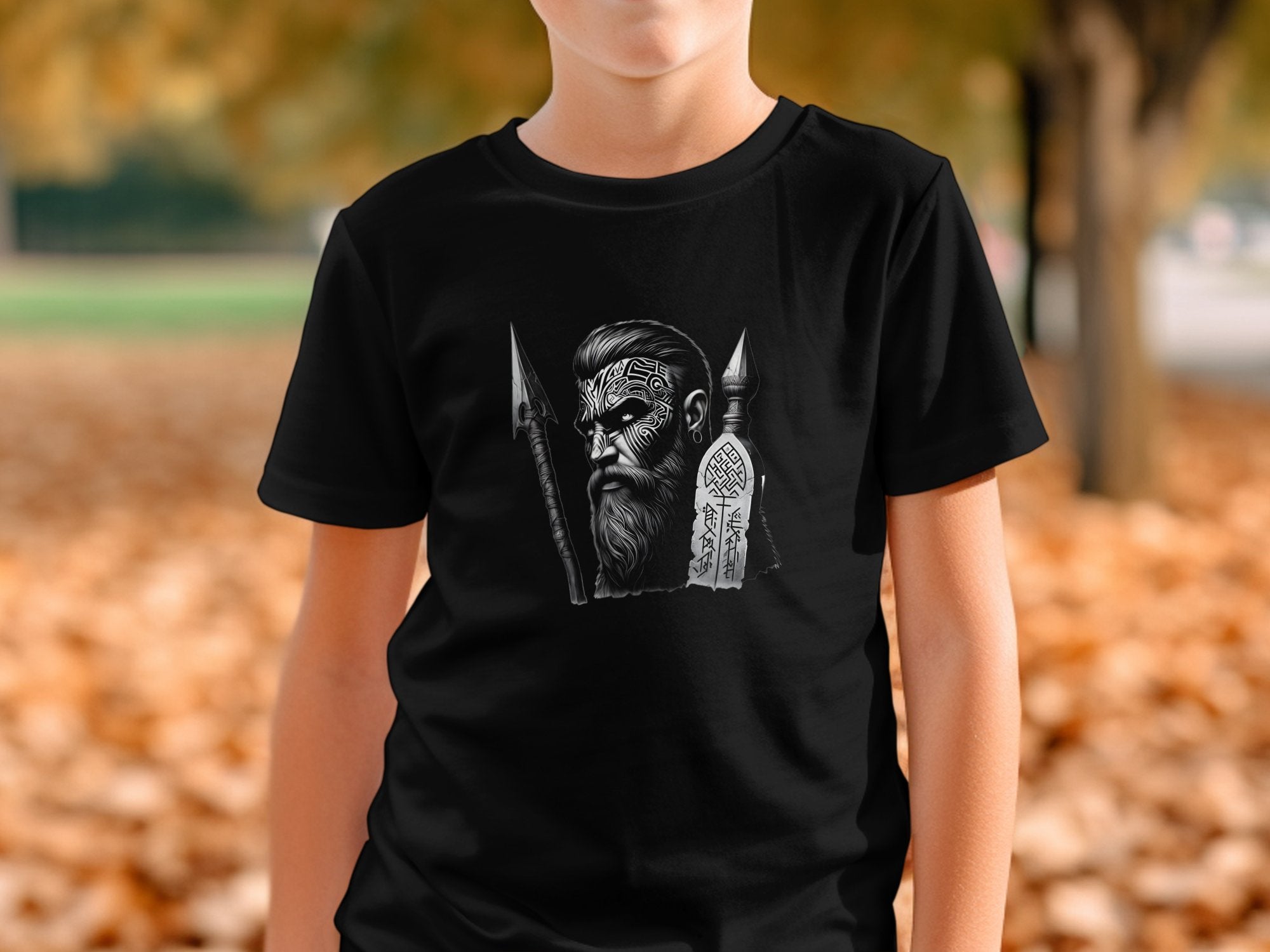 Viking Tenacity - Coloured Gildan Kids T-Shirt Realistic Norse Talisman Unisex Valhalla Tee Graphic Design