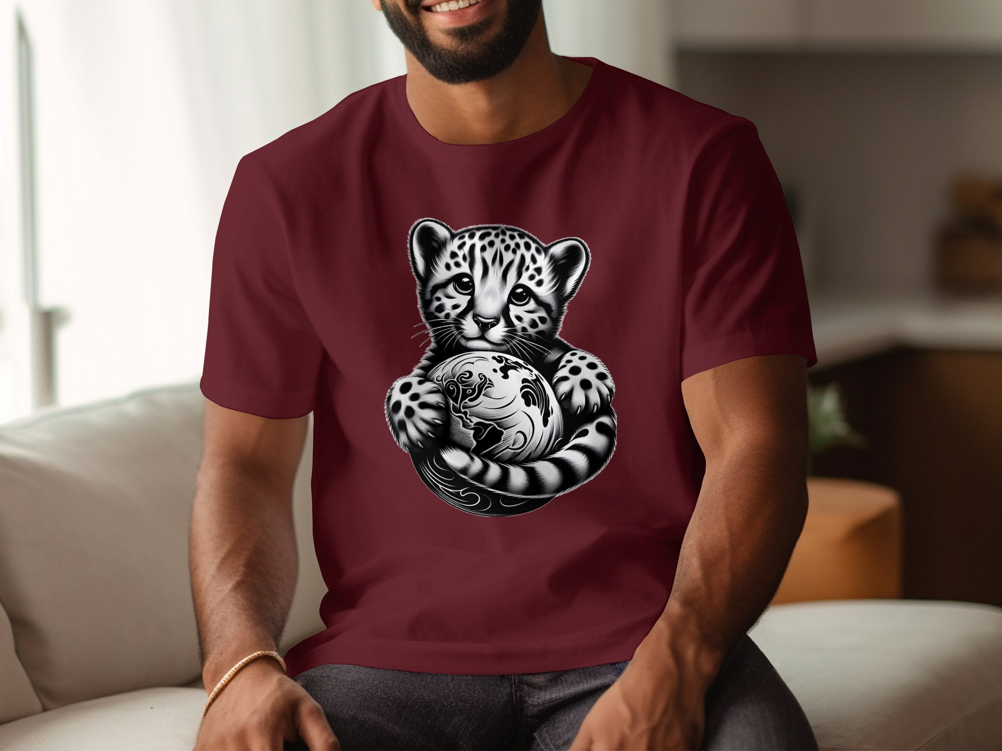 Cheetah World - Coloured Gildan T-Shirt Realistic Animal Talisman Unisex Cute Tee Graphic Design