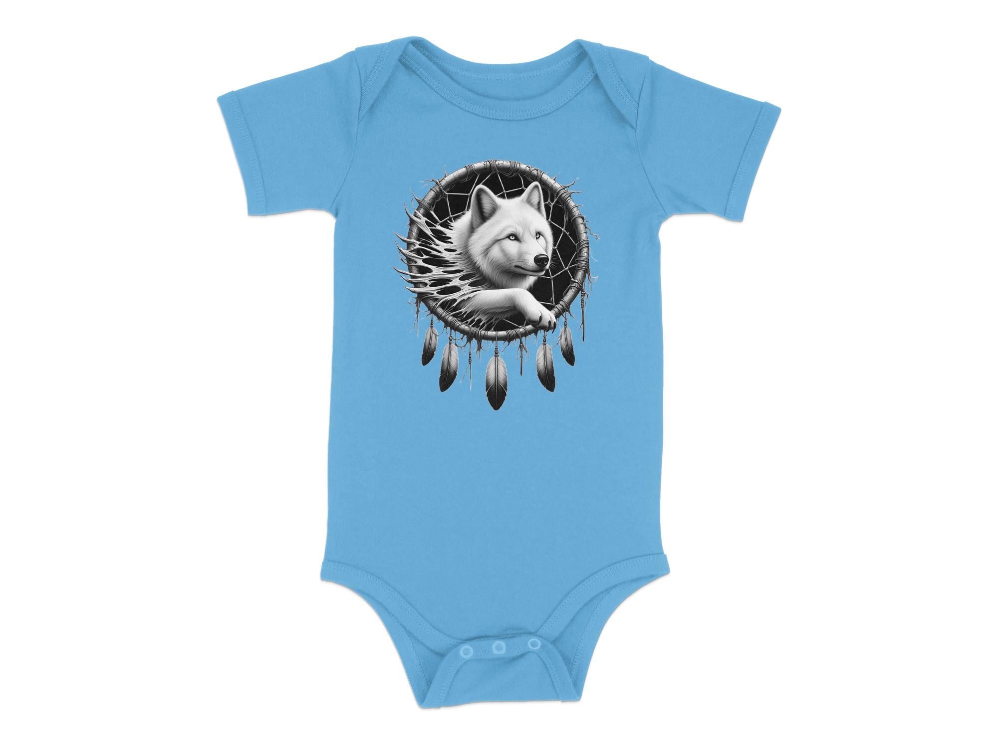 Dreamcatcher Wolf - Coloured Toddler Bodysuit Realistic Native American Talisman Unisex Mythology Tee Graphic Design