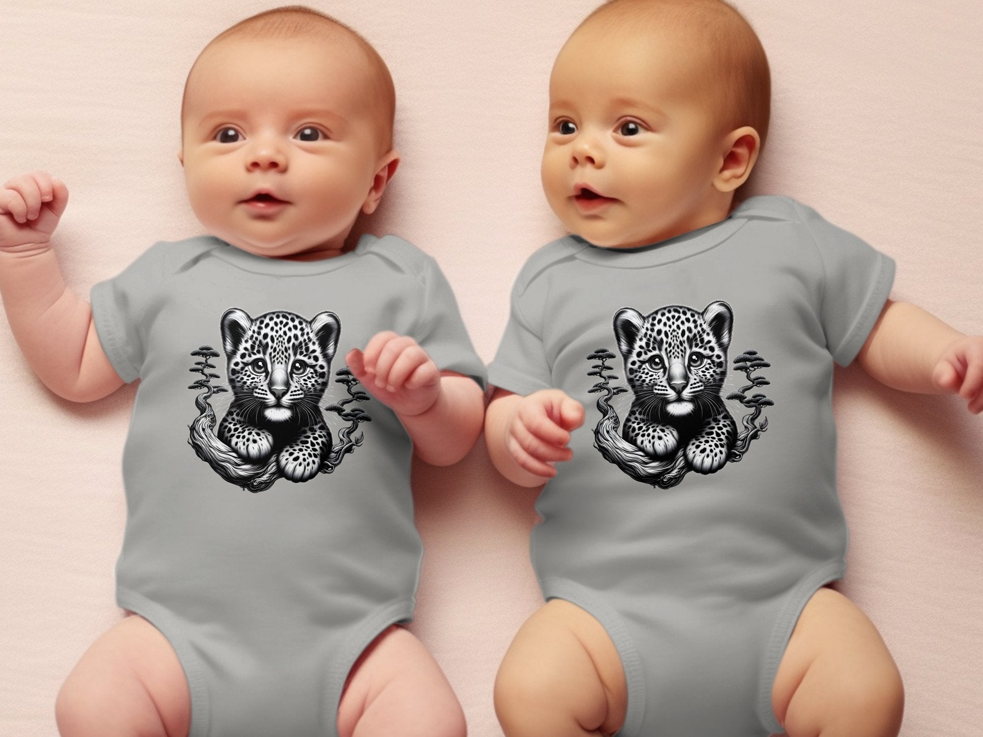 Leopard Bonsai - Coloured Toddler Bodysuit Realistic Animal Talisman Unisex Cute Tee Graphic Design