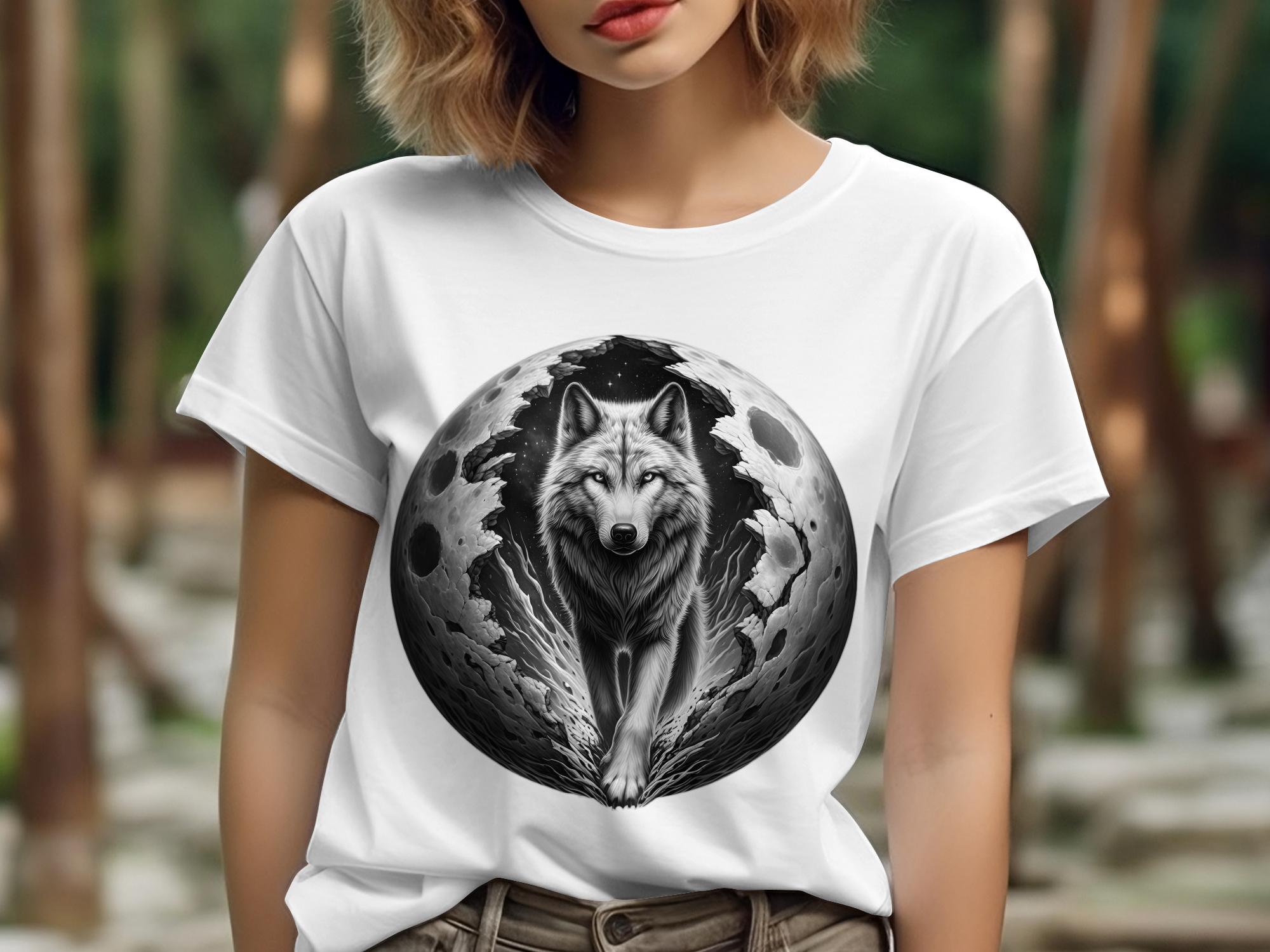 Moon Wolf - Coloured Gildan T-Shirt Realistic Animal Talisman Unisex Mythology Tee Graphic Design