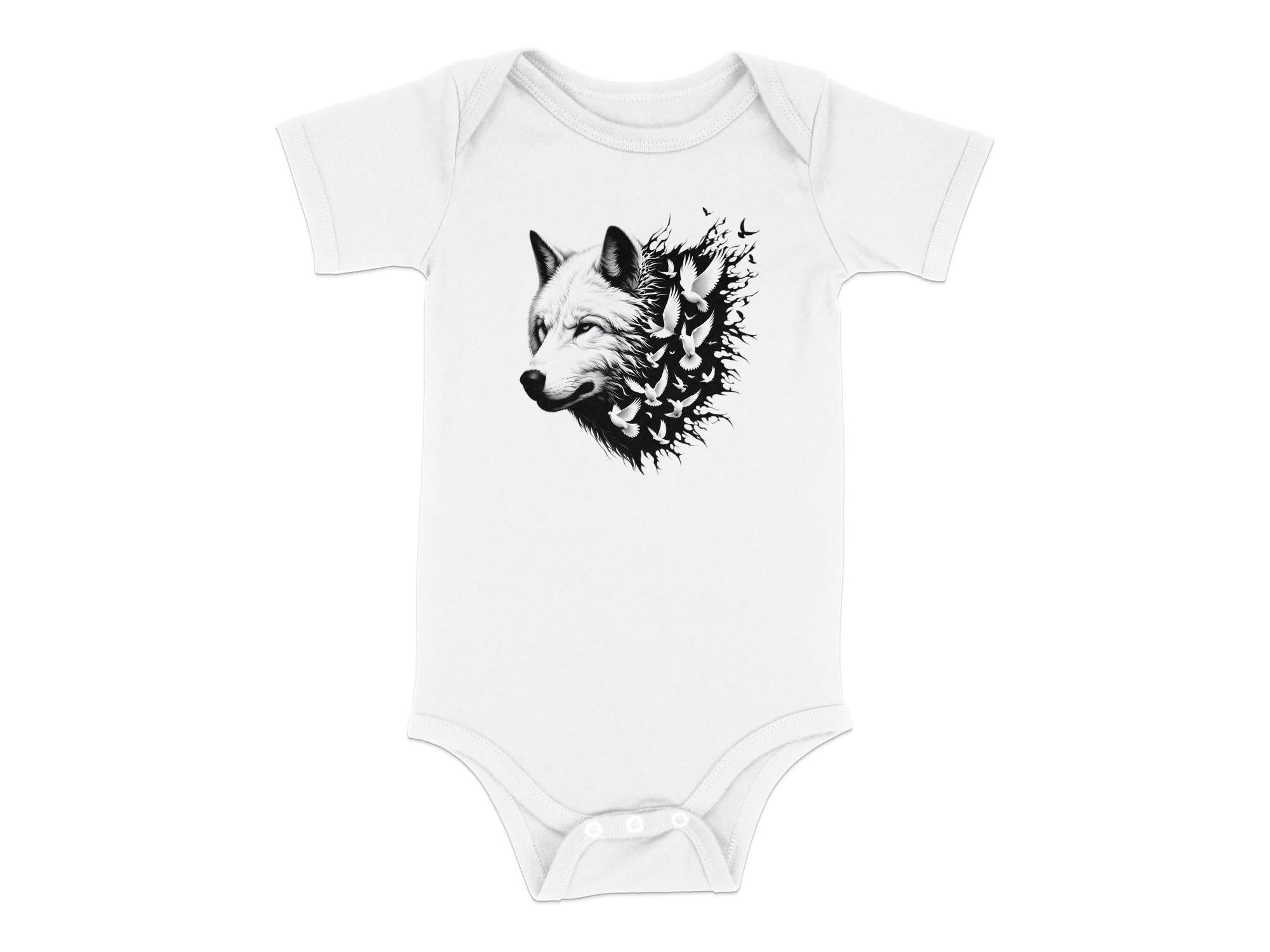 Wolf x Doves - Coloured Toddler Bodysuit Realistic Animal Talisman Unisex Tee Graphic Design