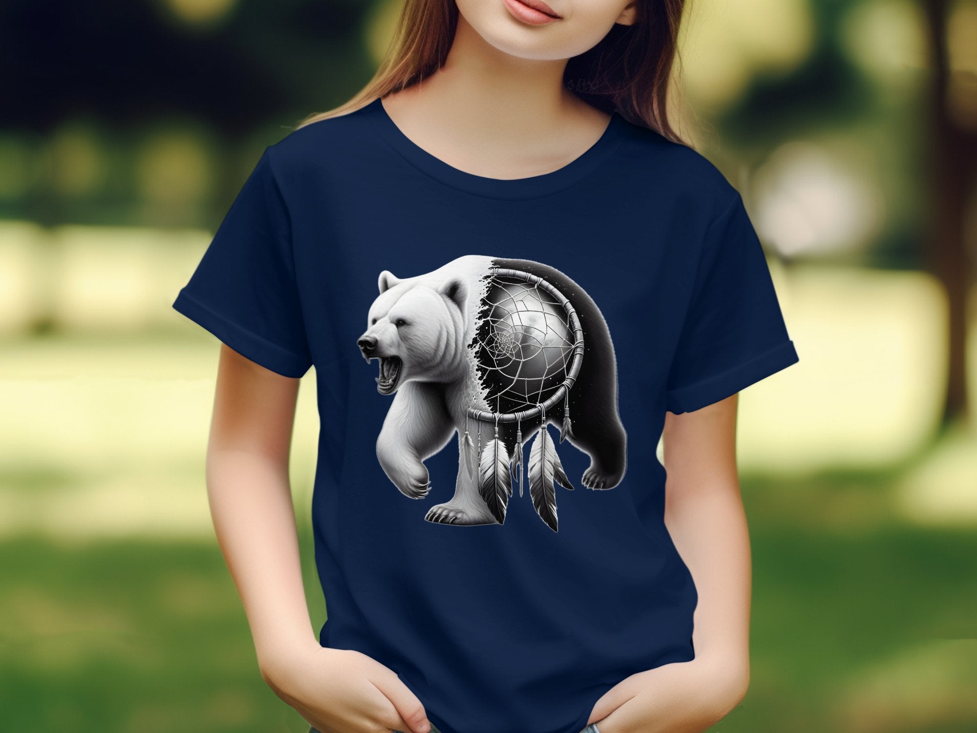 Dreamcatcher Bear - Coloured Gildan Kids T Shirt Realistic Native American Talisman Unisex Mythology Tee Graphic Design