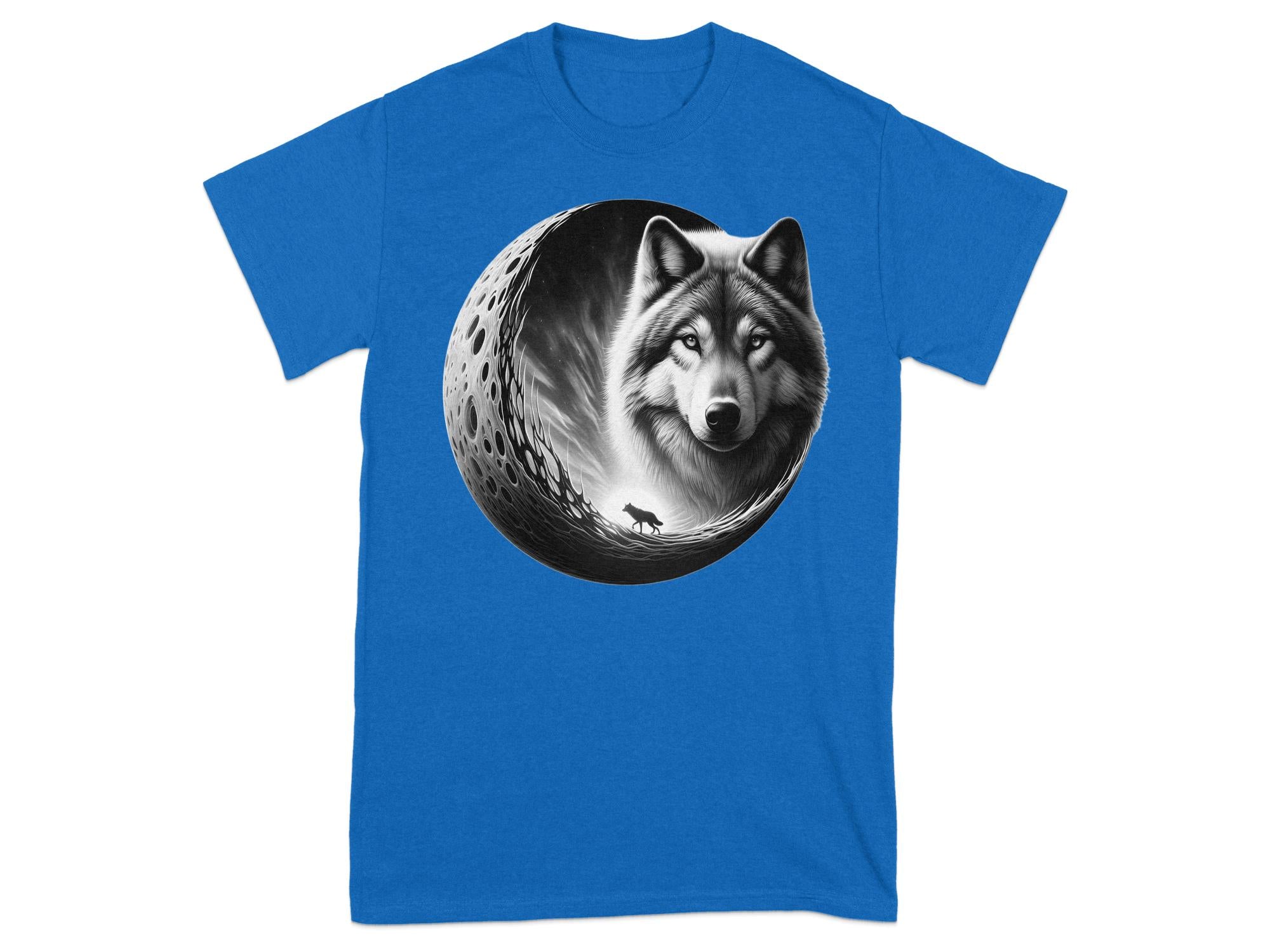 Moon Wolf - Coloured Gildan T-Shirt Realistic Animal Talisman Unisex Mythology Tee Graphic Design