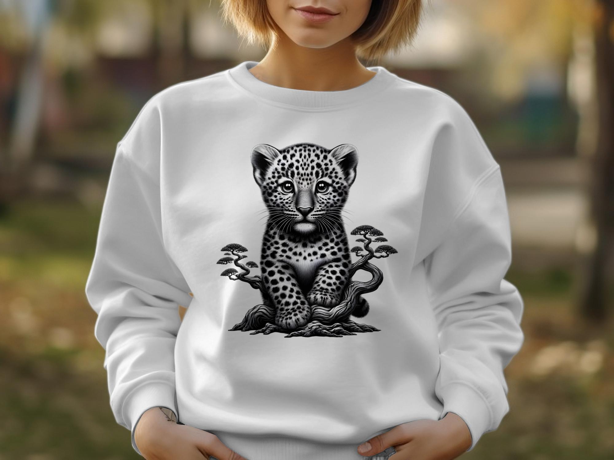 Leopard Bonsai - Coloured Gildan Sweatshirt Realistic Animal Talisman Unisex Cute Tee Graphic Design