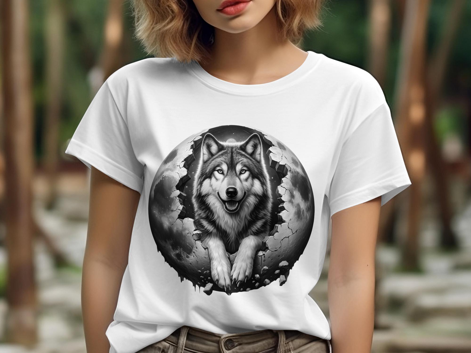 Moon Wolf - Coloured Gildan T-Shirt Realistic Animal Talisman Unisex Mythology Tee Graphic Design