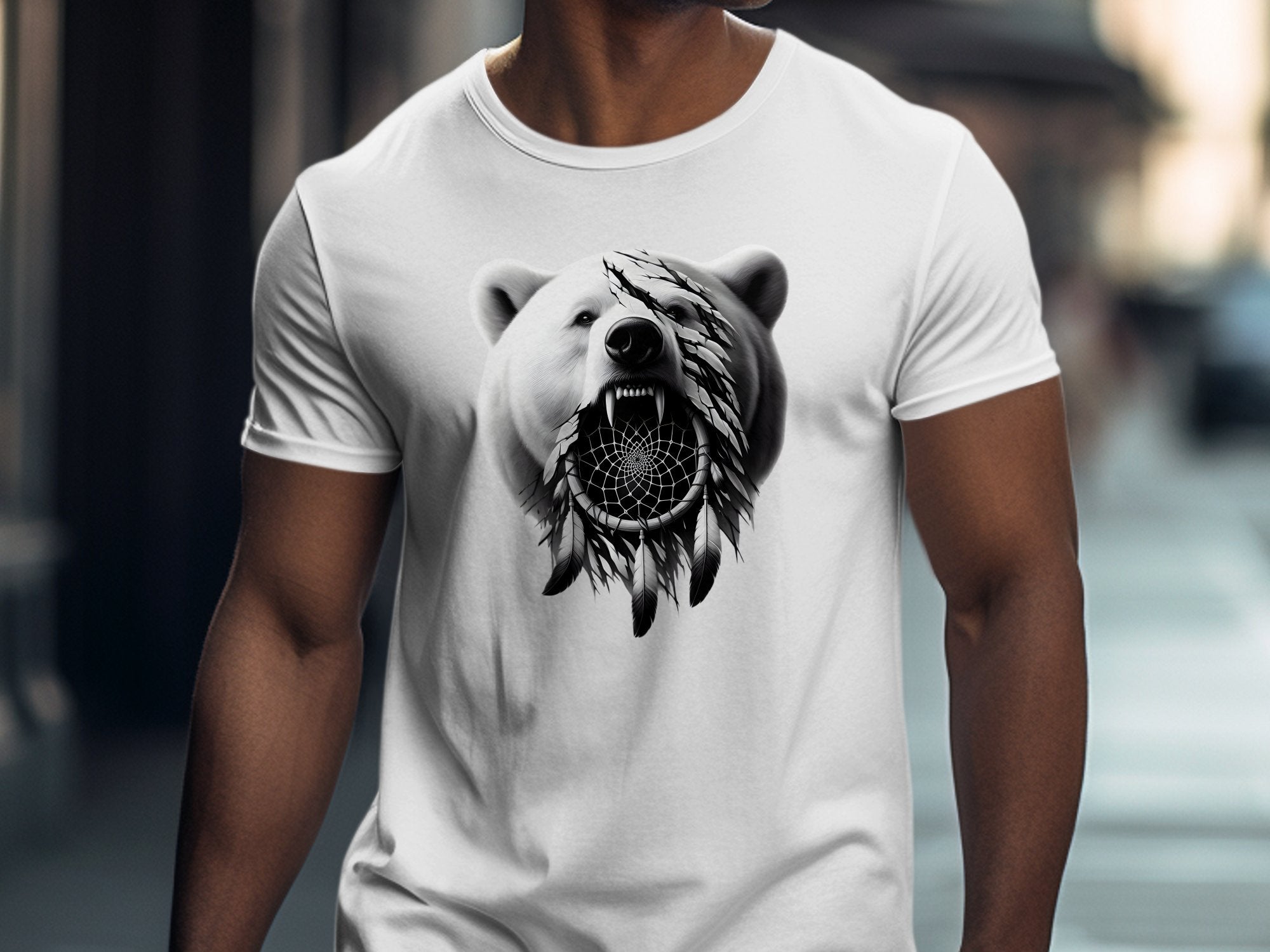 Dreamcatcher Bear - Coloured Gildan T-Shirt Realistic Native American Talisman Unisex Mythology Tee Graphic Design