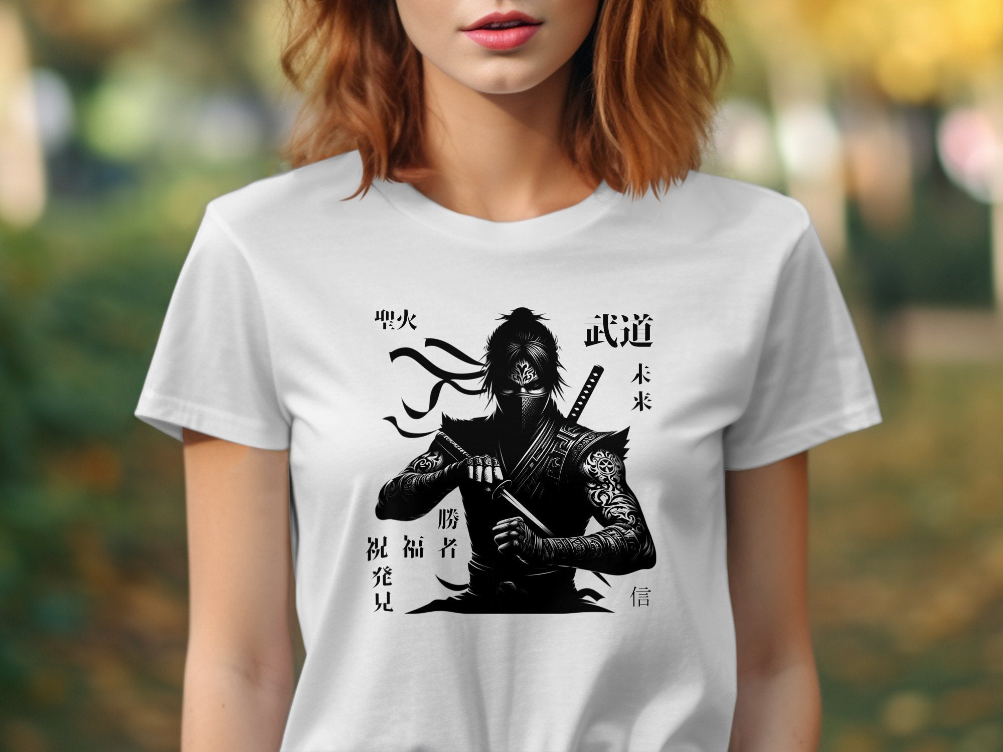 Samurai Ninja - Coloured Gildan T-Shirt Japanese Talisman Unisex Cultural Symbolic Graphic Design