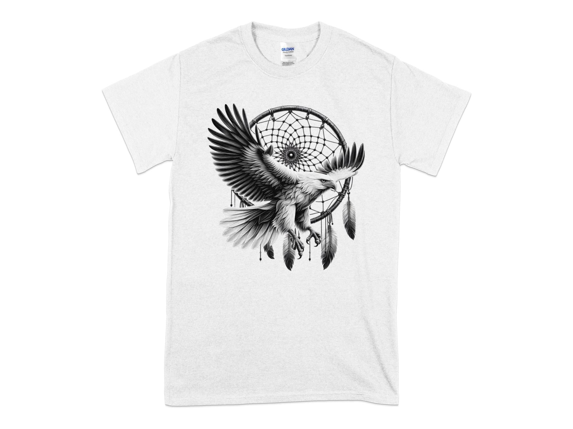 Dreamcatcher Eagle - Coloured Gildan T-Shirt Realistic Native American Talisman Unisex Mythology Tee Graphic Design